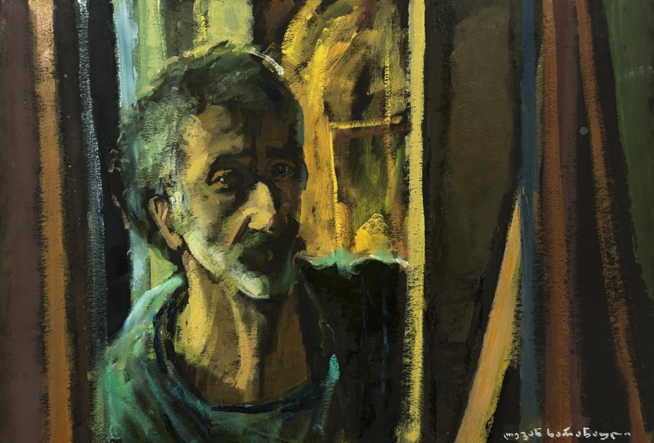 Self-portrait,
Oil on board,
30 x 43 cm