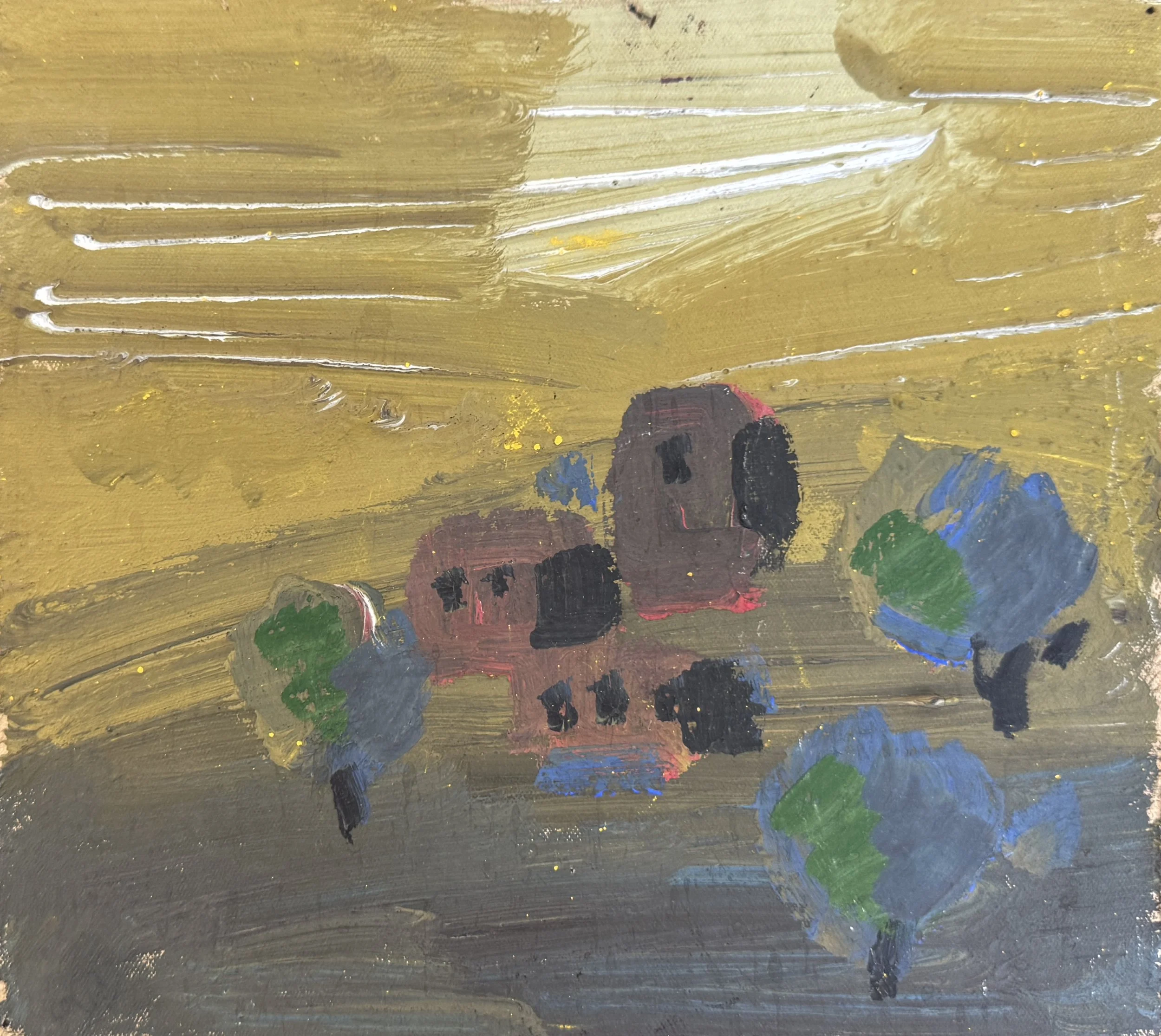 Tengiz Mirzashvili 'Landscape', tempera on board, 19.5 x 21 cm.