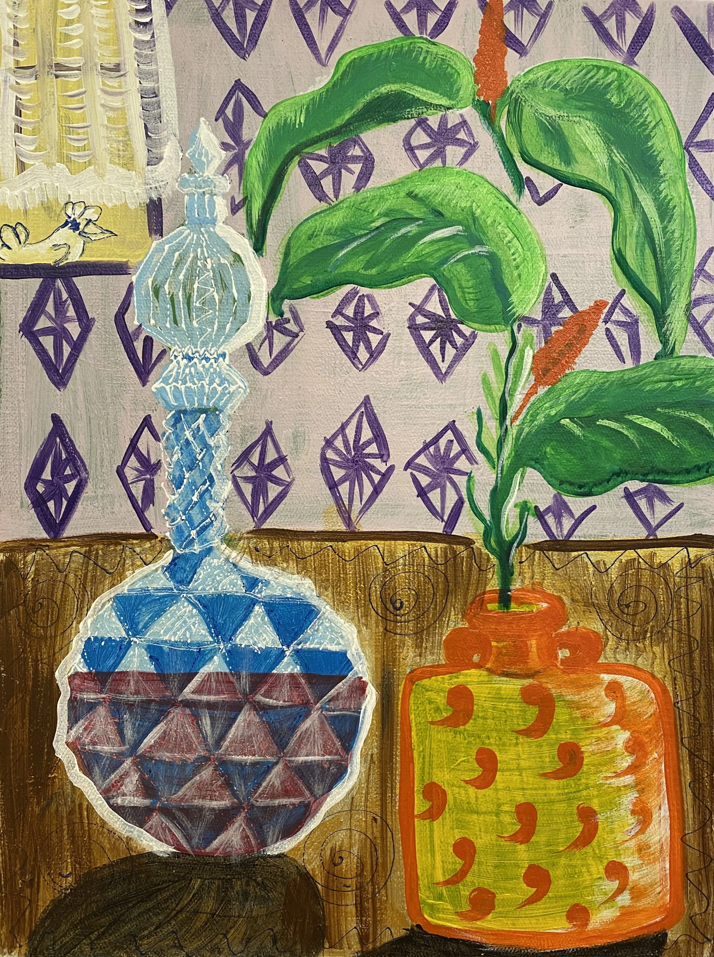 'სტაფილოსფერი ყვავილი', ტილო, აკრილი,40X30..jpg