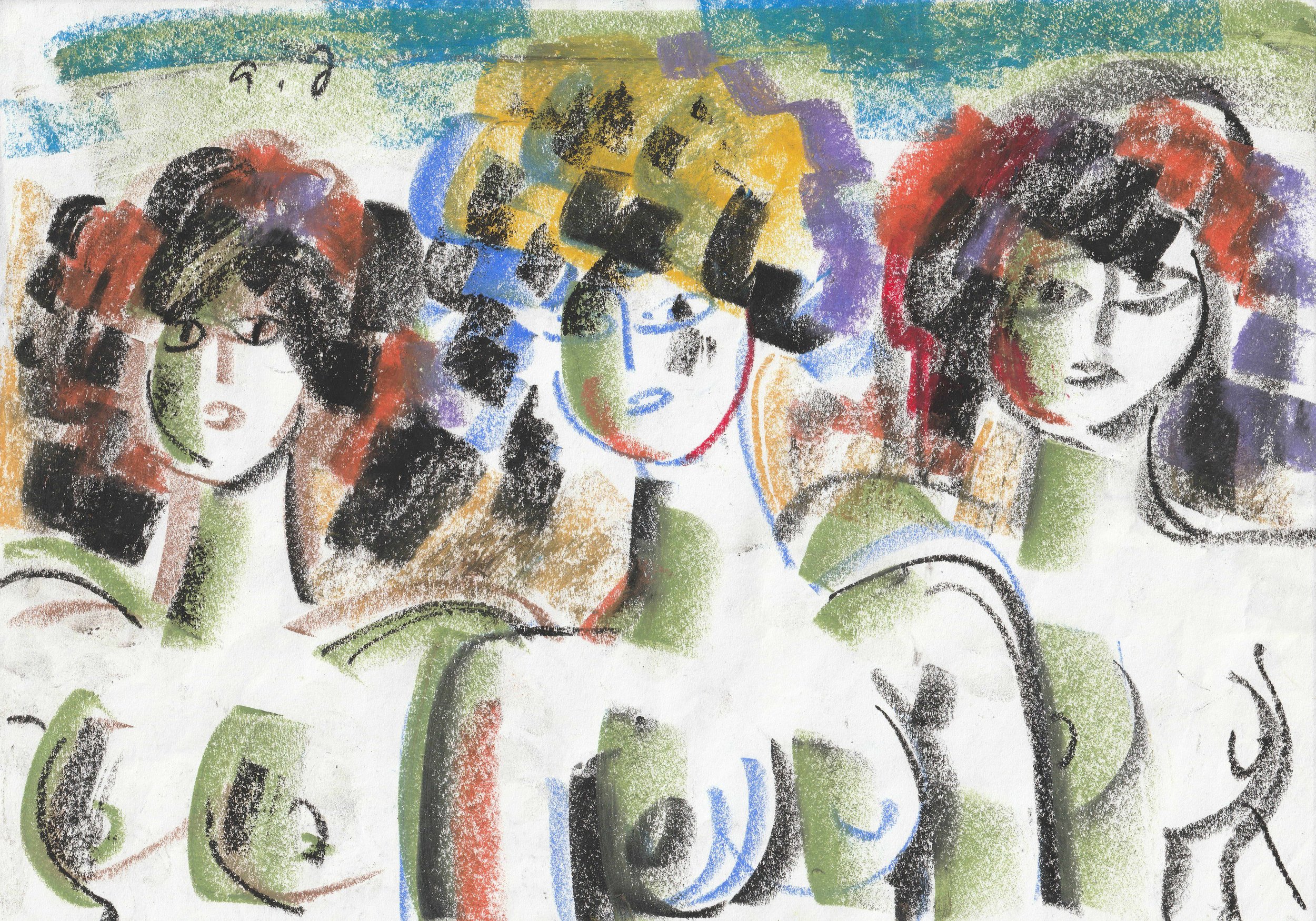 Tengiz Mirzashvili ‘Composition’ pastel on paper, 21 x 29,5 cm.