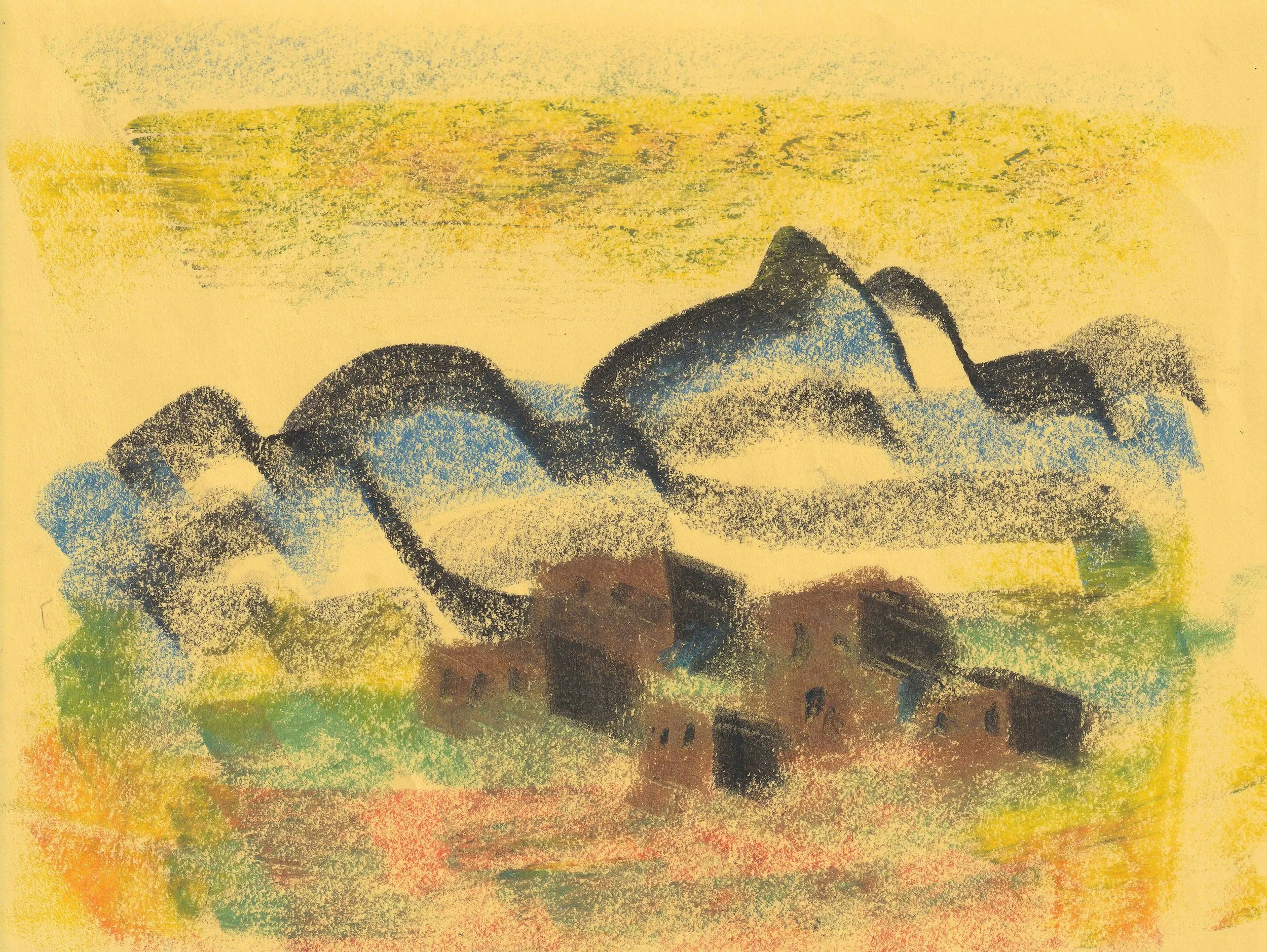 Tengiz Mirzashvili ‘Composition’ pastel on paper, 16 x 21 cm.