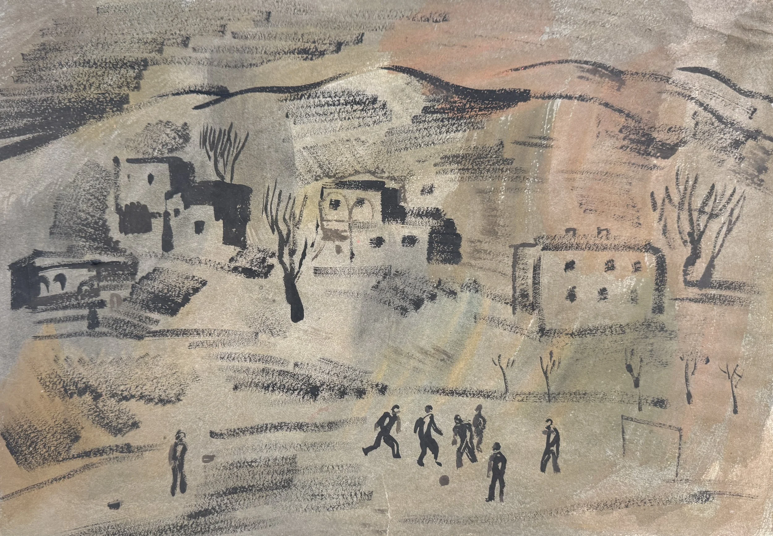 Tengiz Mirzashvili 'Landscape', tempera on paper, 30 x 40 cm.