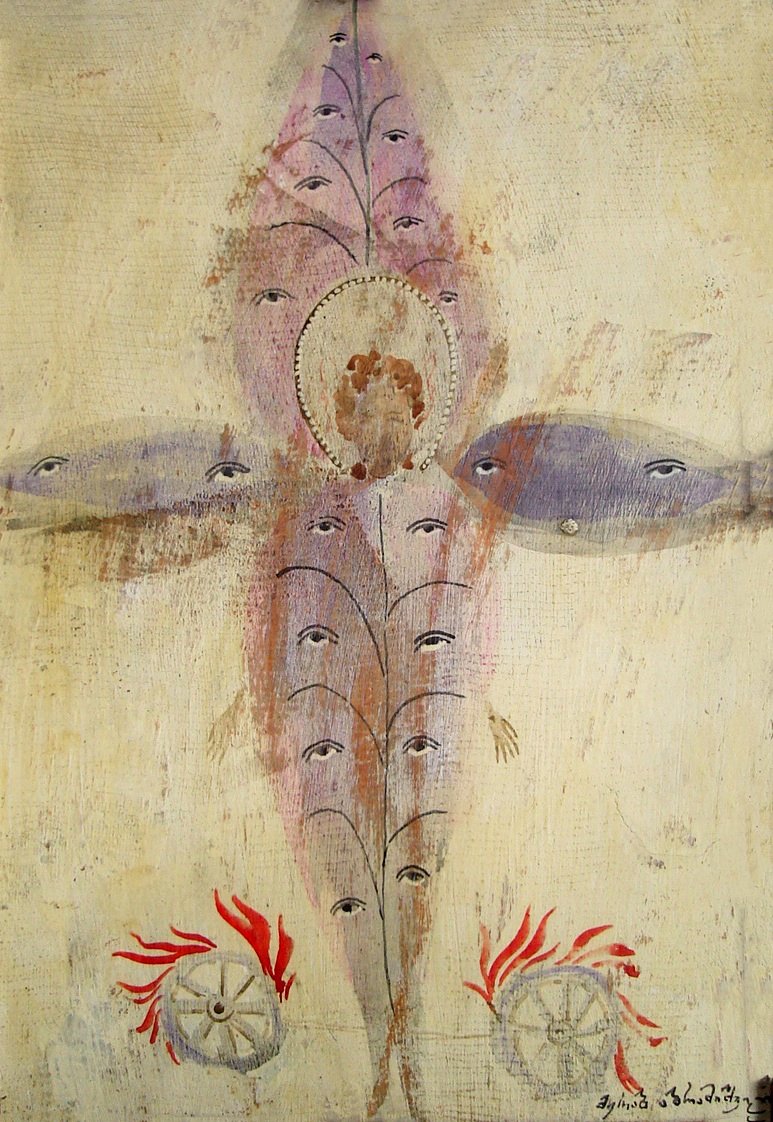 Merab Abramishvili CHERUB, tempera on plywood, 28,5 x 20 cm. 