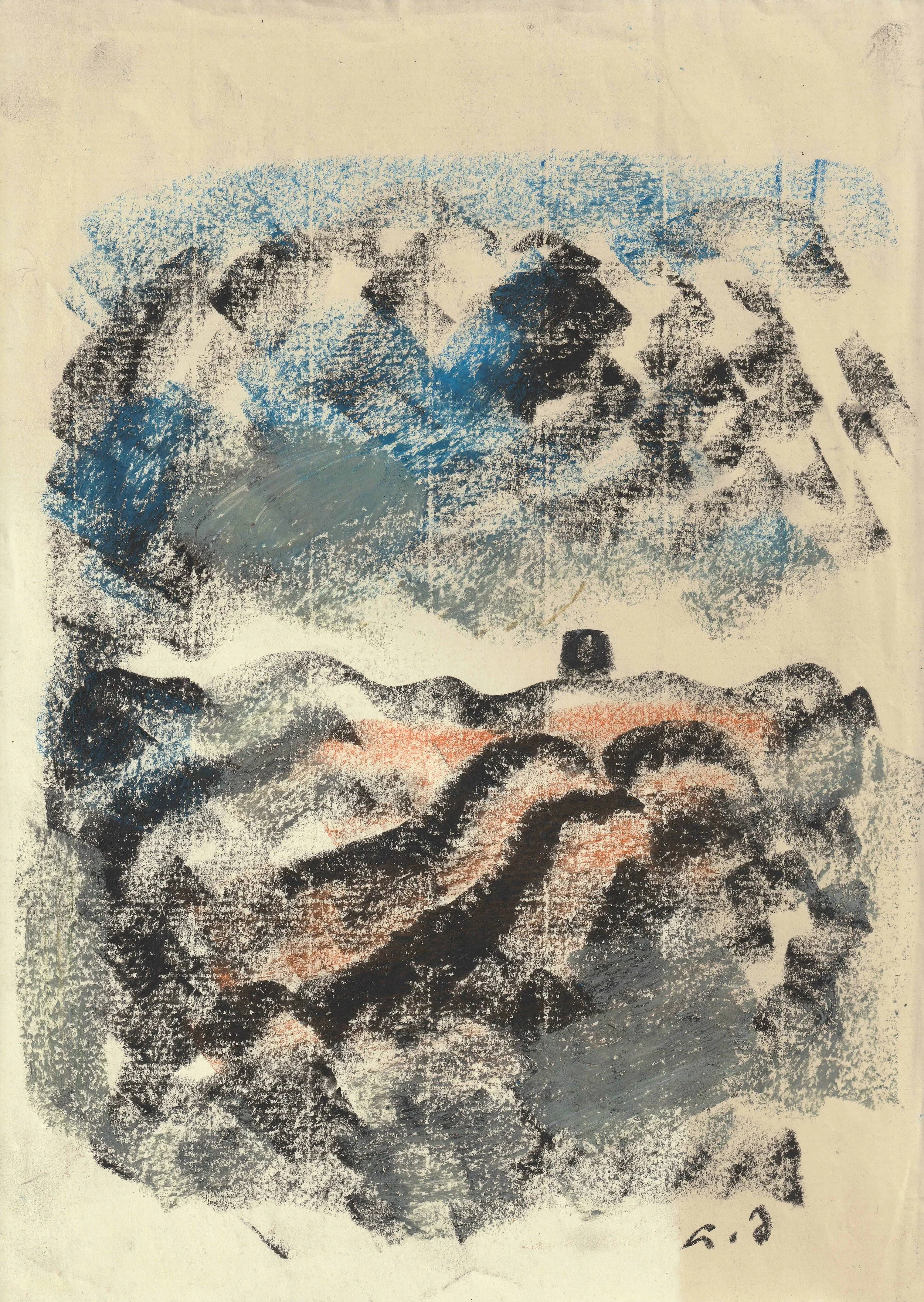 Tengiz Mirzashvili ‘Composition’ pastel on paper, 29,5 x 21 cm.