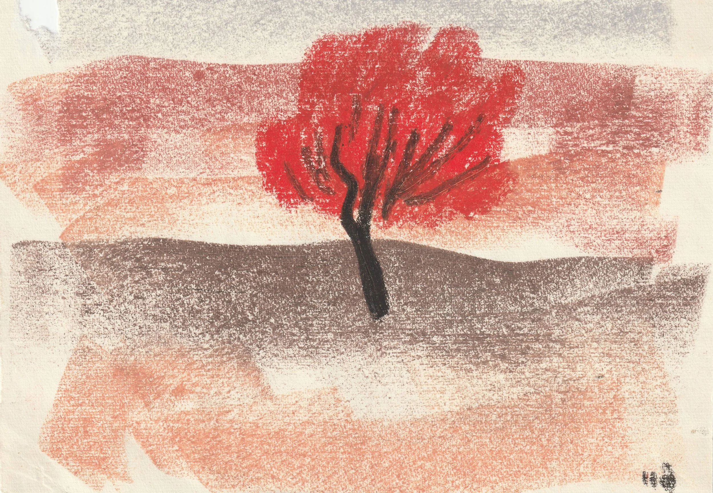 LANDSCAPE WITH A RED TREE