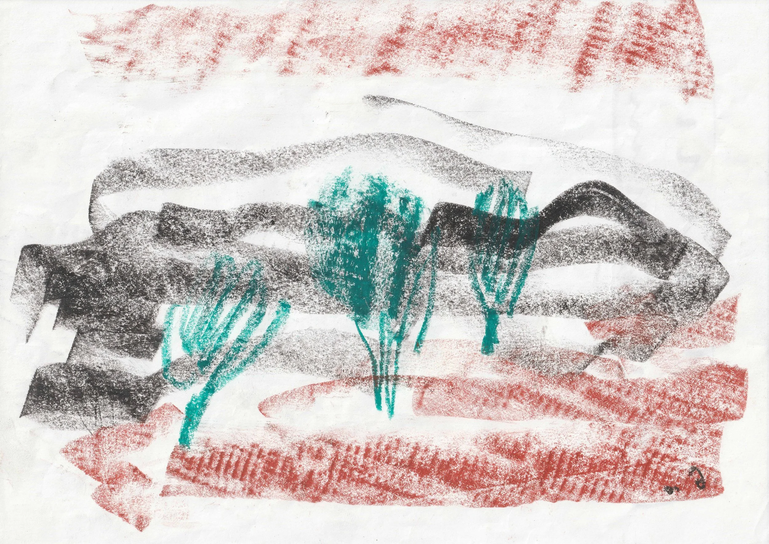 Tengiz Mirzashvili ‘Composition’ pastel on paper, 21 x 29,5 cm.