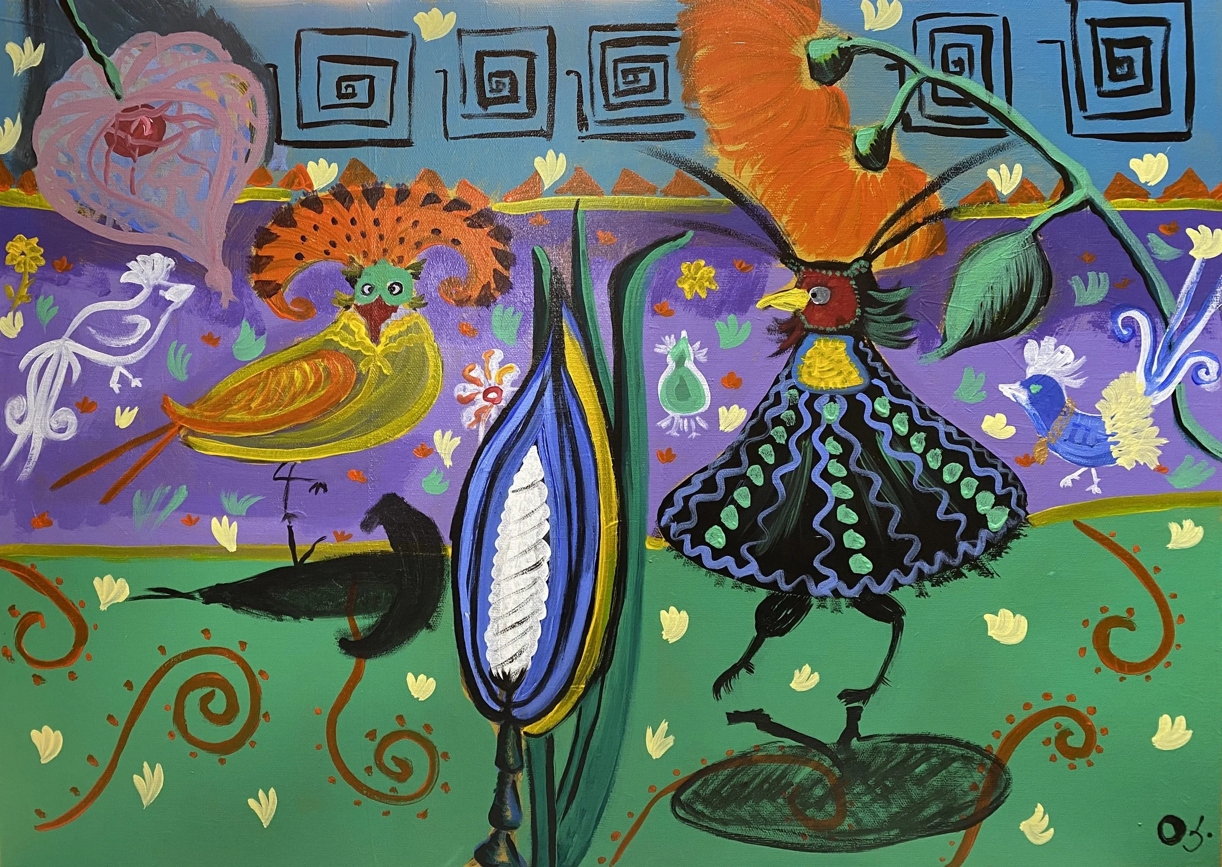 'სამოთხის ჩიტები', ტილო, აკრილი, 50X70..jpg