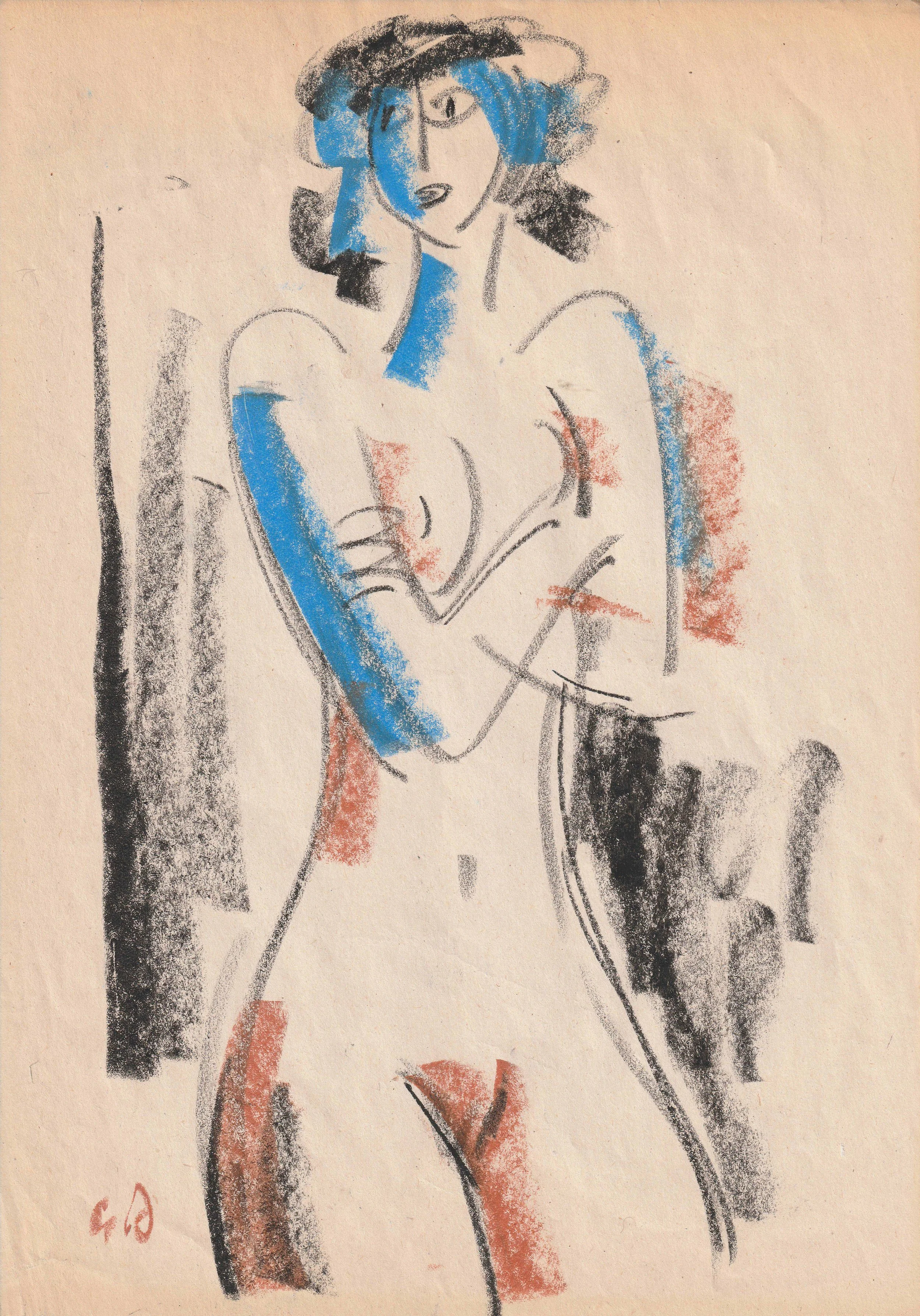 Tengiz Mirzashvili ‘Composition’ pastel on paper, 29,5 x 21 cm.