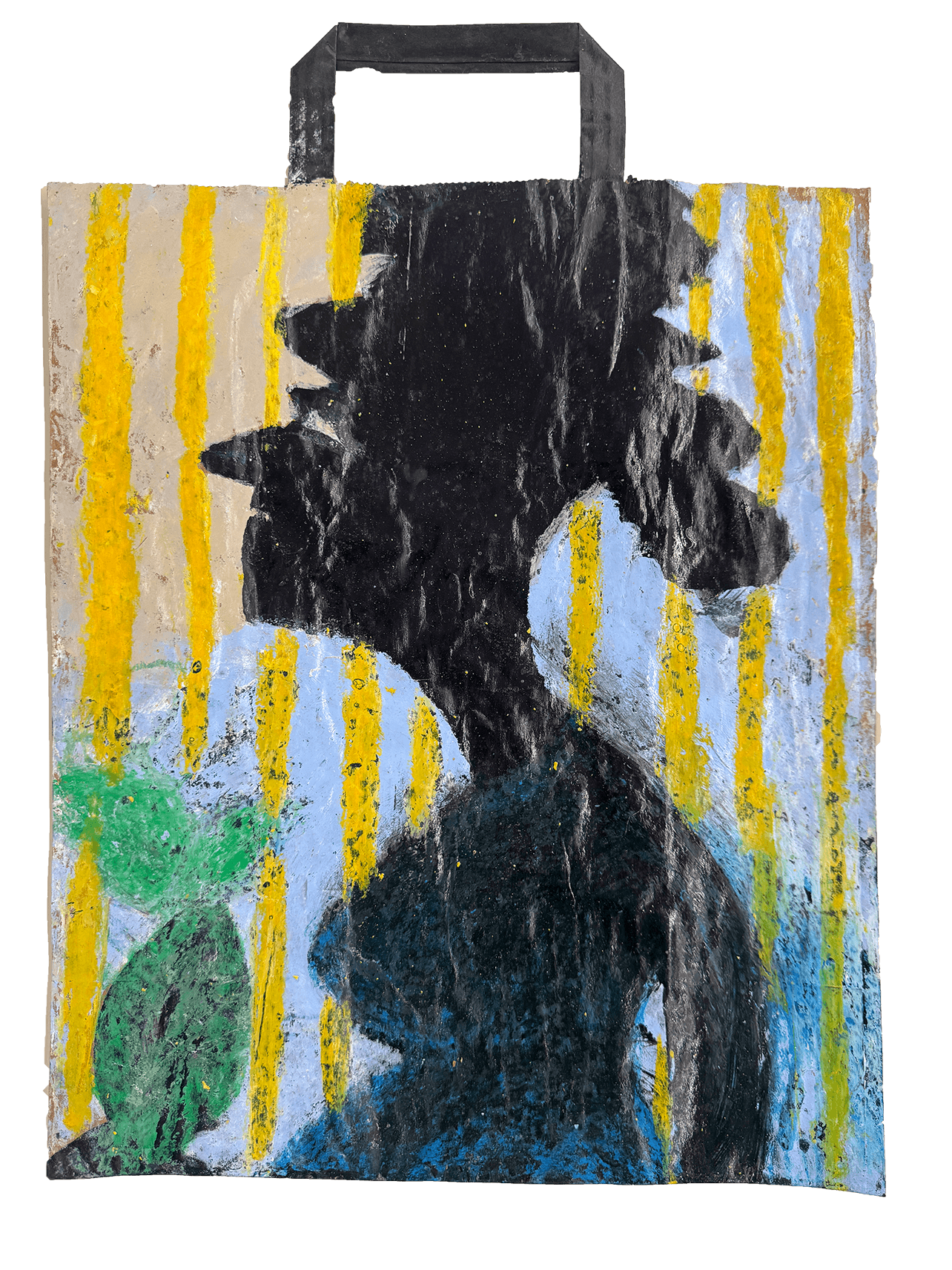 Anri Basilaia
UNTITLED,
Mixed media on recycled paper bag, 
40 x 31,5 cm.
