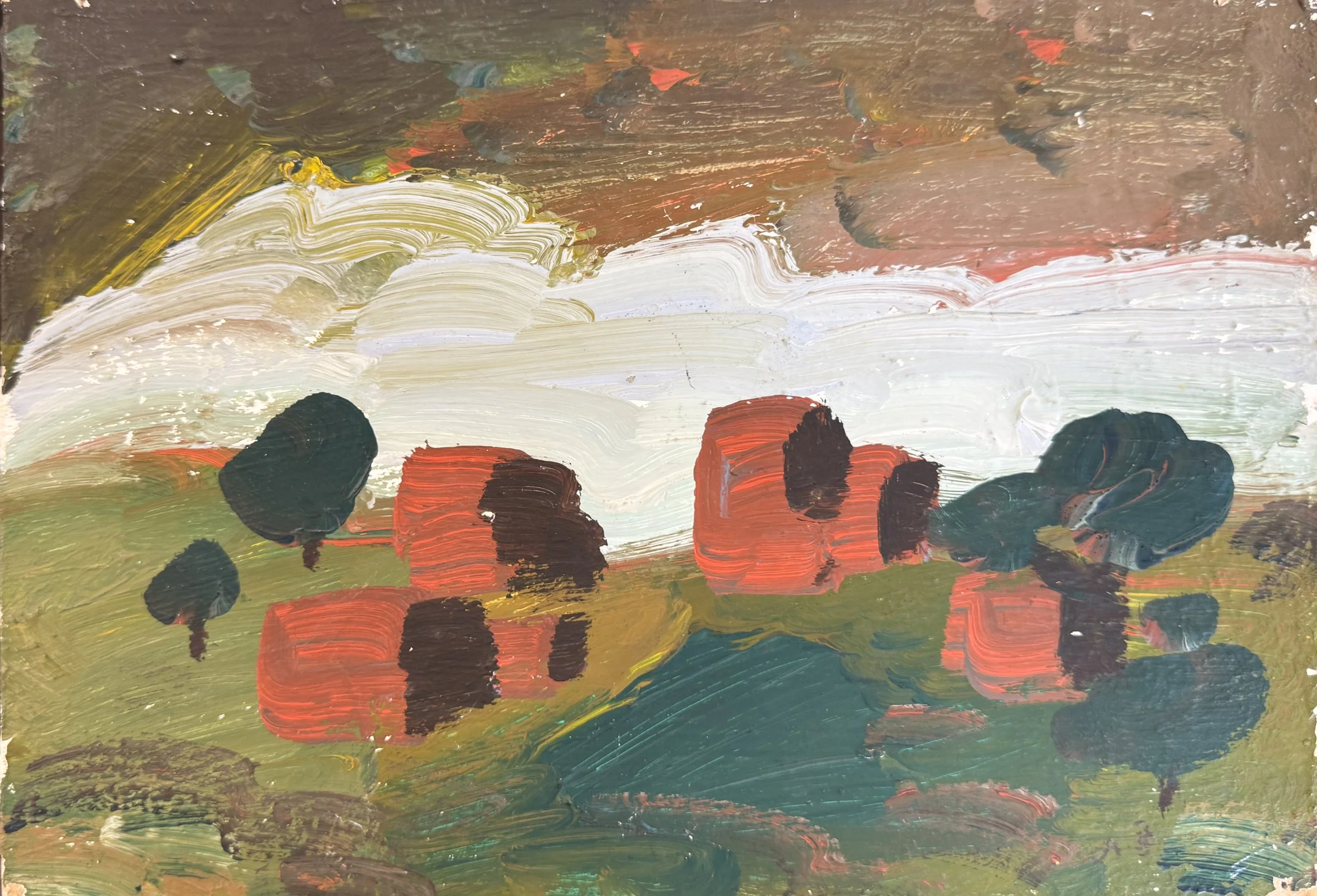 Tengiz Mirzashvili 'Landscape', tempera on board, 17.5 x 25 cm.