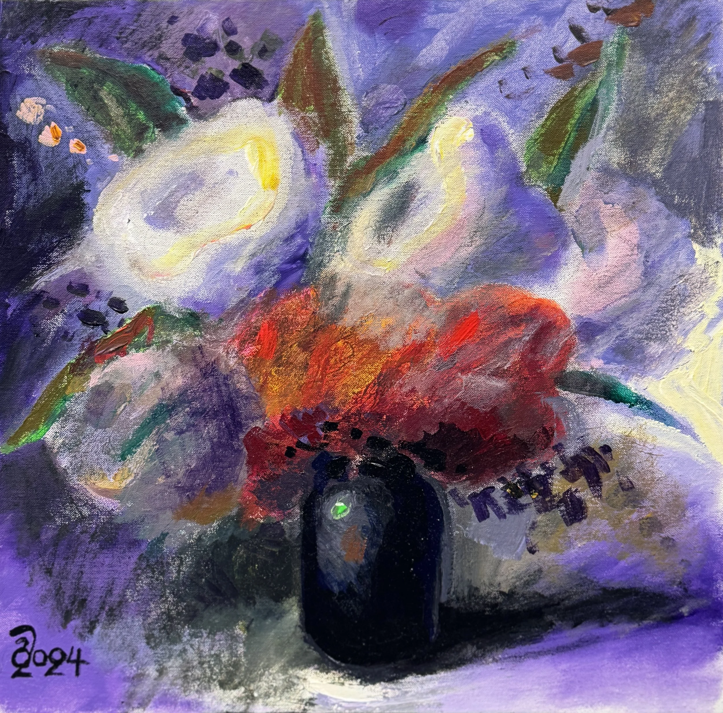 STILL LIFE WITH A RED FLOWER