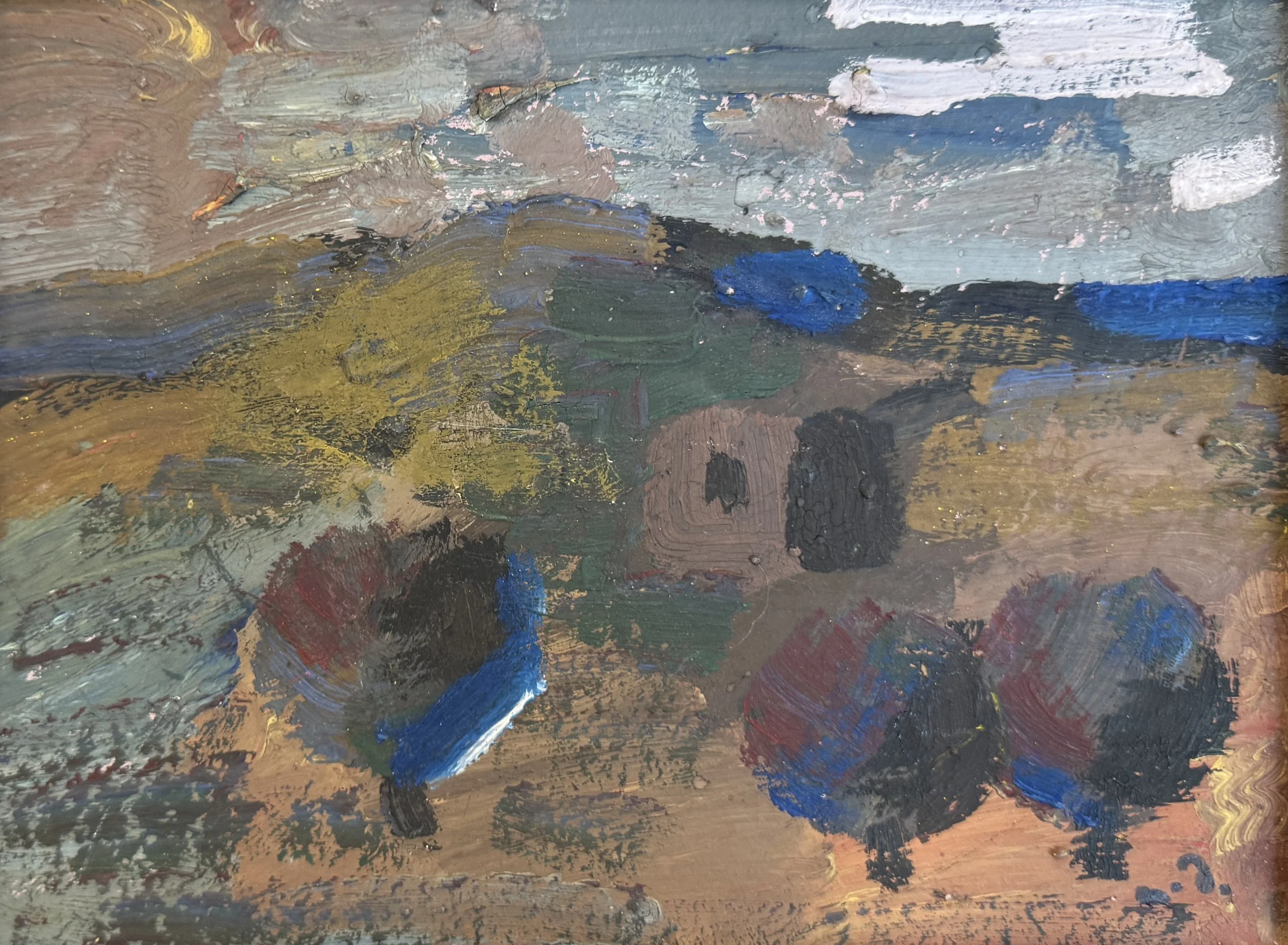 Tengiz Mirzashvili 'Landscape', tempera on board, 16 x 20.5 cm.