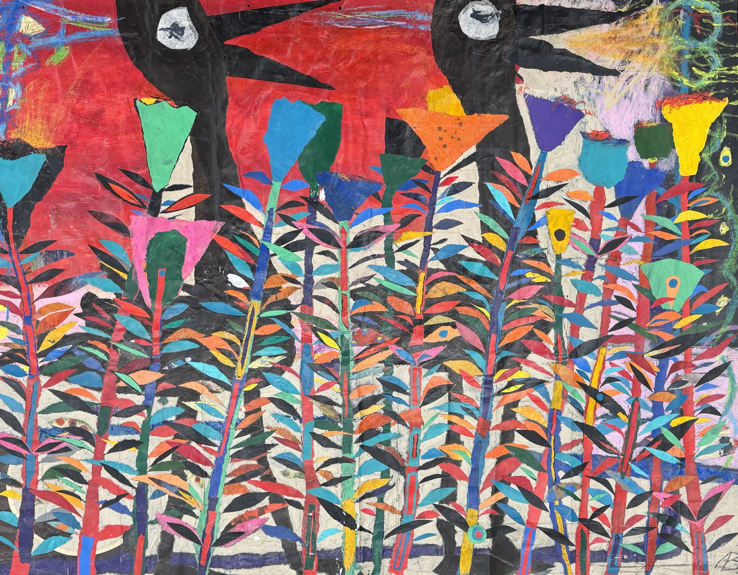 Anri Basilaia
UNTITLED,
Collage, tempera on recycled paper bag, 
125 x 155 cm.