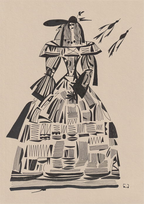 WOMAN WITH TWO BIRDS