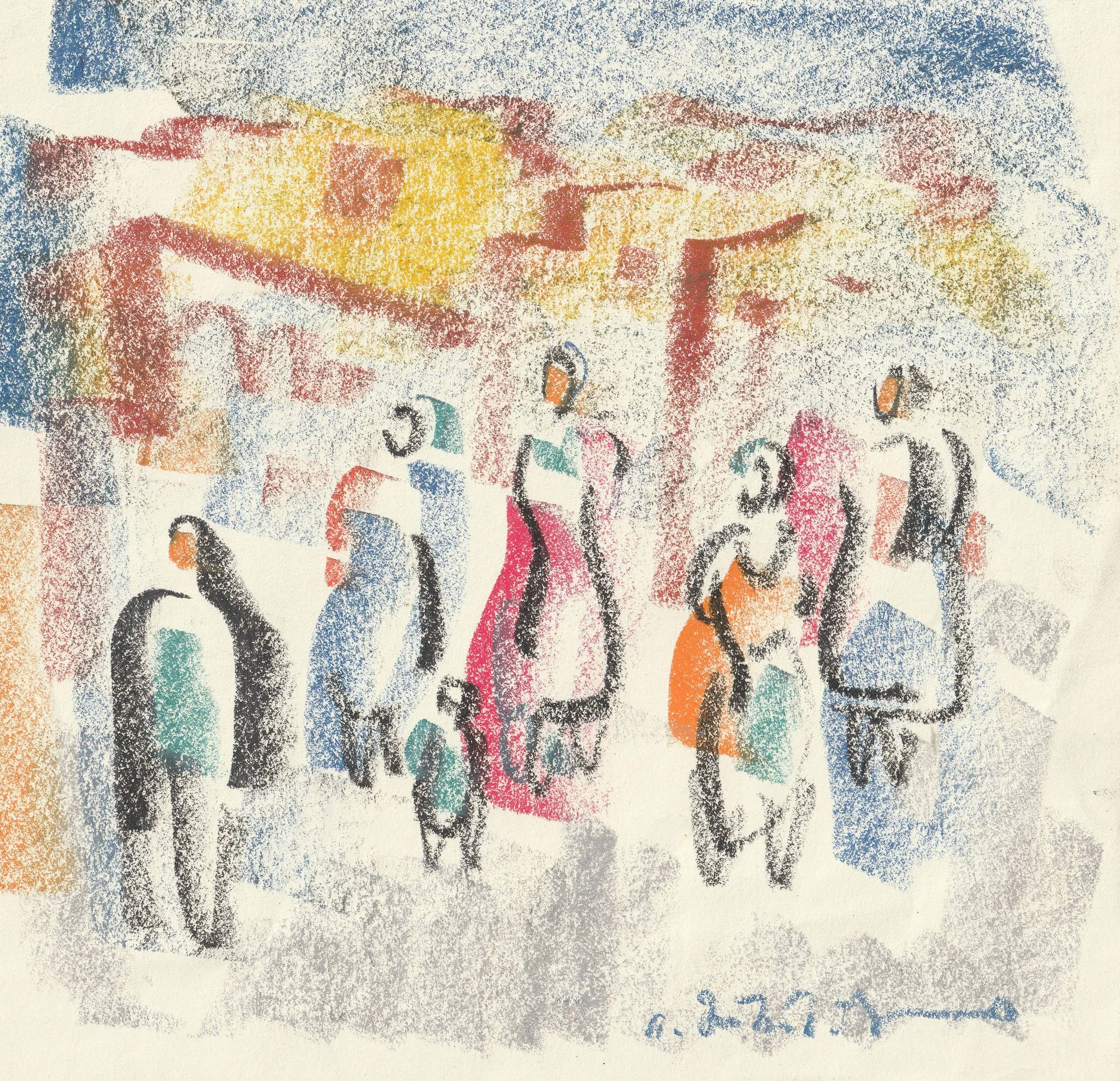 Tengiz Mirzashvili ‘Composition’ pastel on paper, 20 x 25 cm.