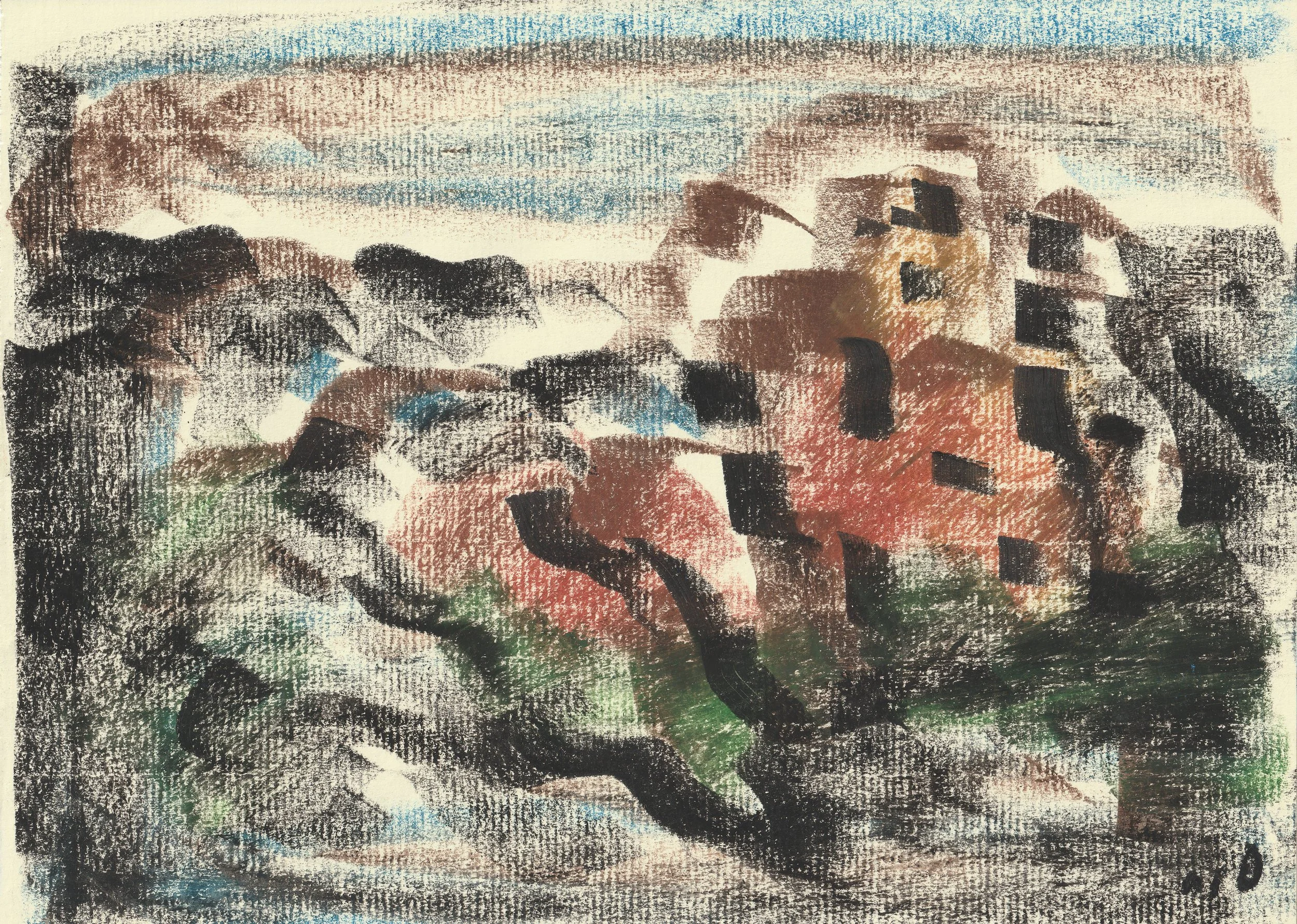 Tengiz Mirzashvili ‘Composition’ pastel on paper, 21 x 29,5 cm.