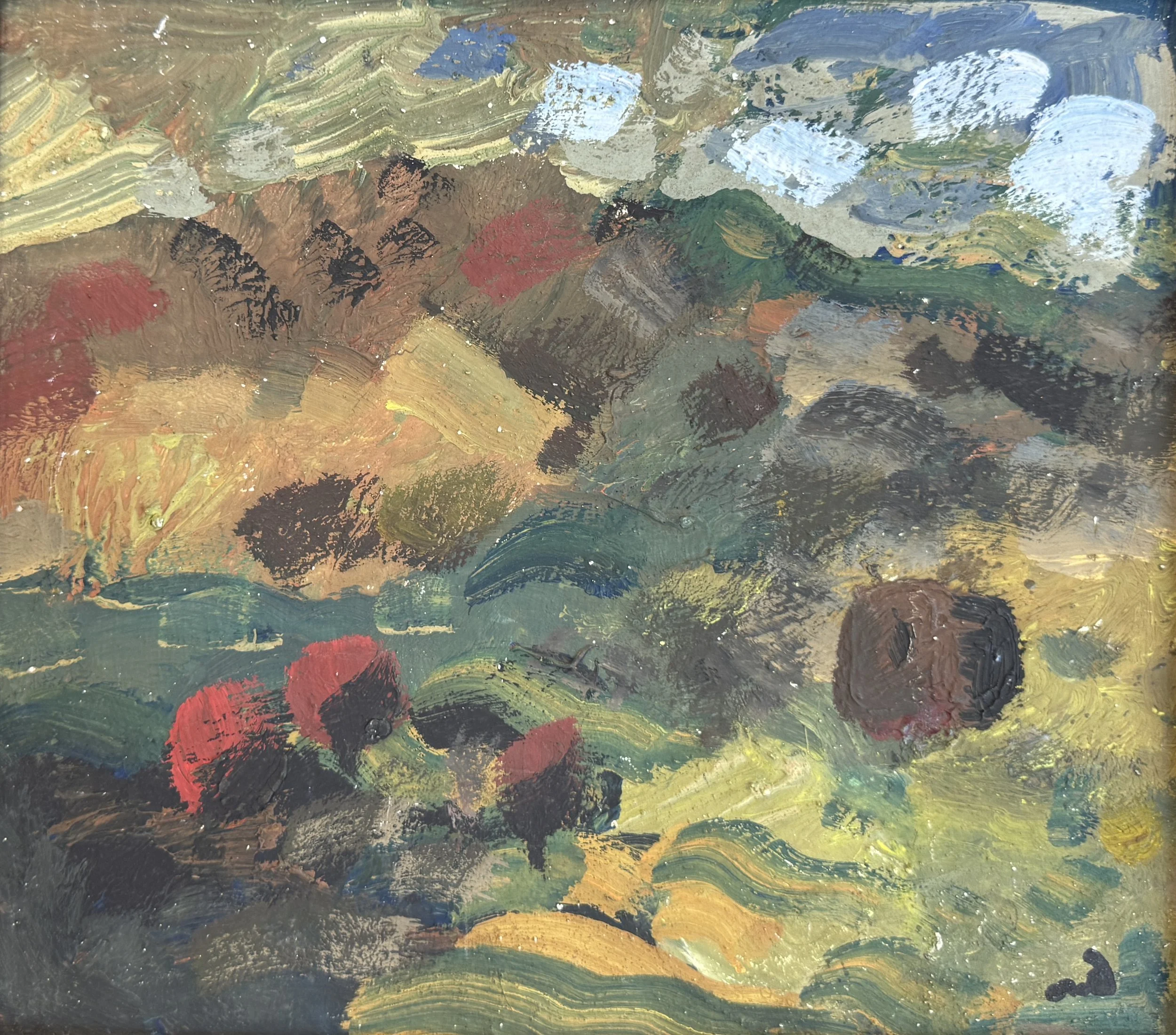 Tengiz Mirzashvili 'Landscape', tempera on board, 22 x 25 cm.