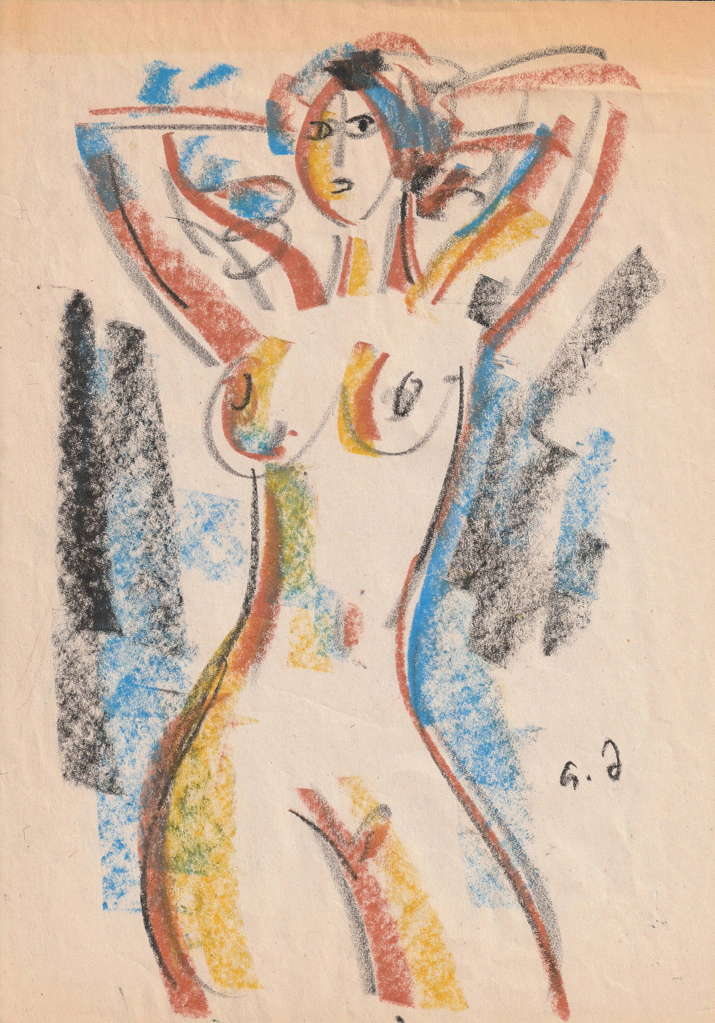 Tengiz Mirzashvili ‘Composition’ pastel on paper, 29,5 x 21 cm.