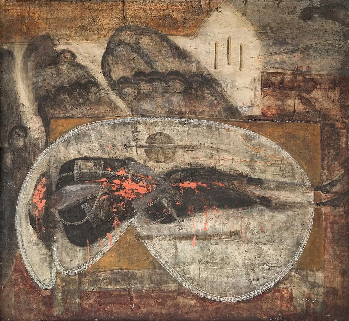 Merab Abramishvili SHAVLEG, Tempera on plywood, 74 × 80 cm. 1992