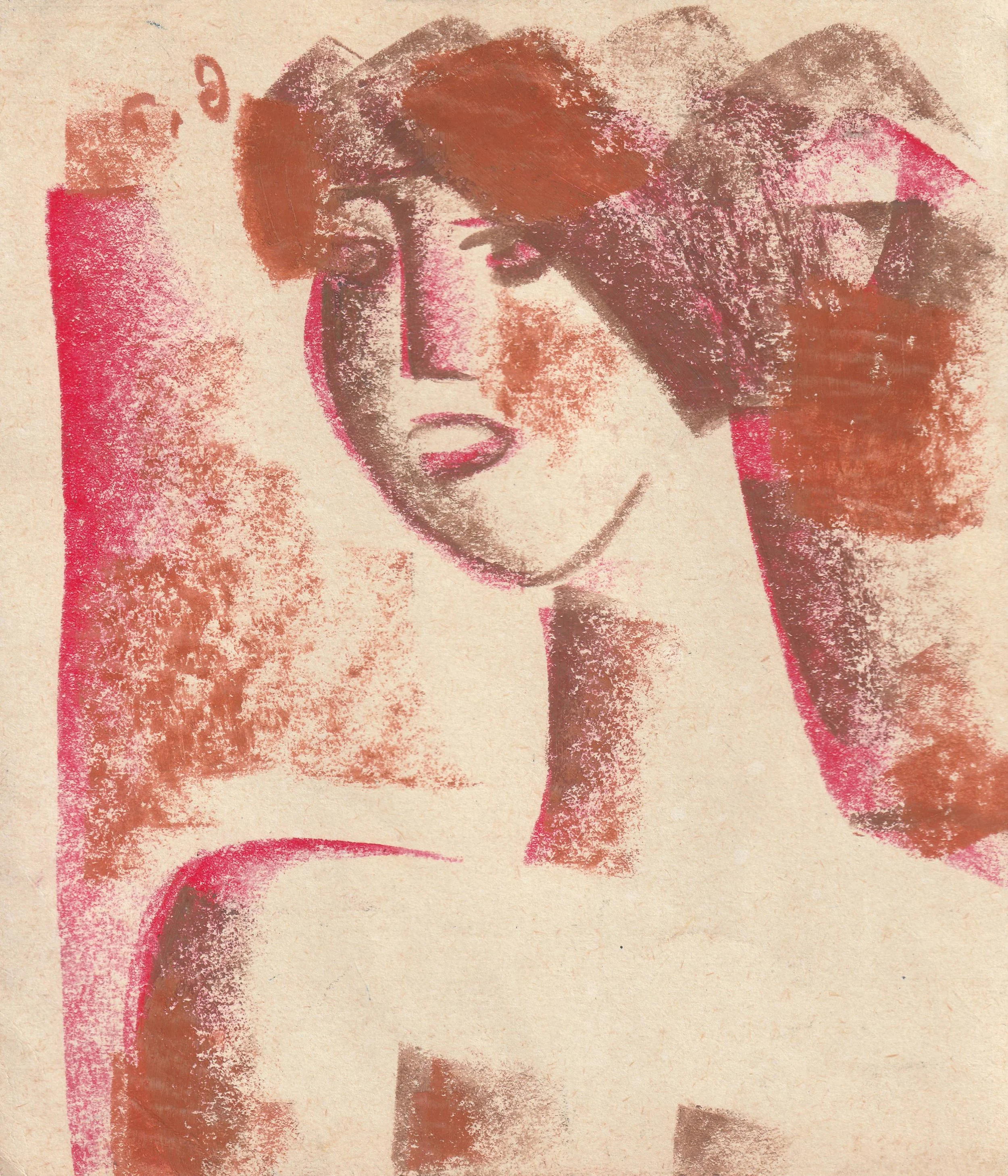 Tengiz Mirzashvili ‘Composition’ pastel on paper, 14.5 x 12.7 cm.