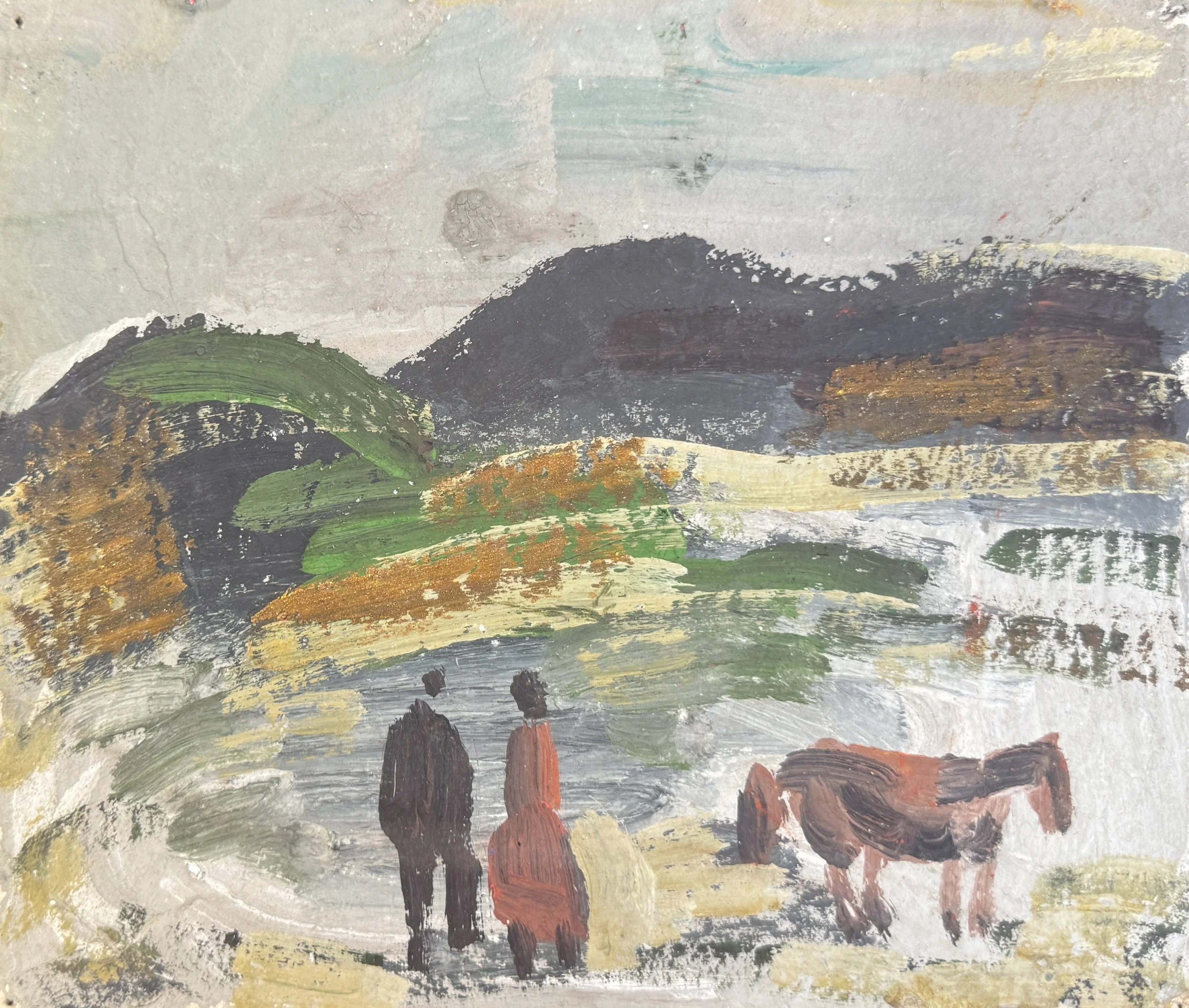 Tengiz Mirzashvili 'Landscape', tempera on board, 16 x 18.5 cm.