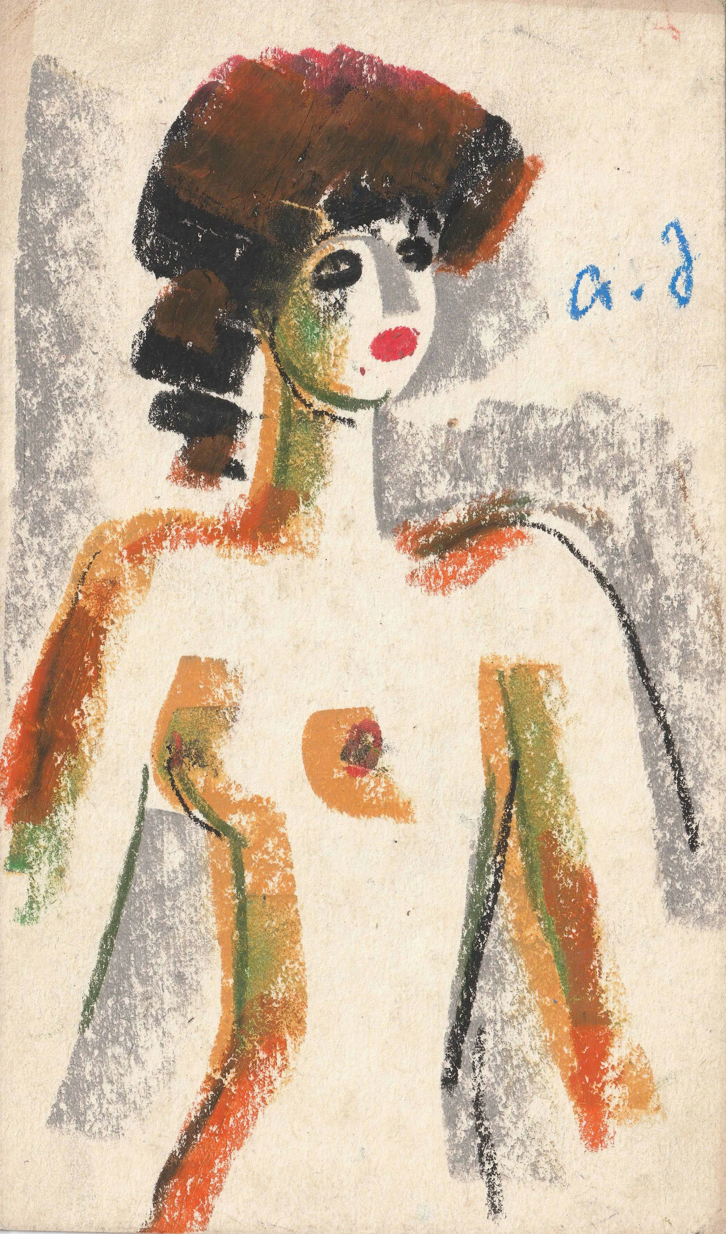 Tengiz Mirzashvili ‘Composition’ pastel on paper, 20 x 11 cm.