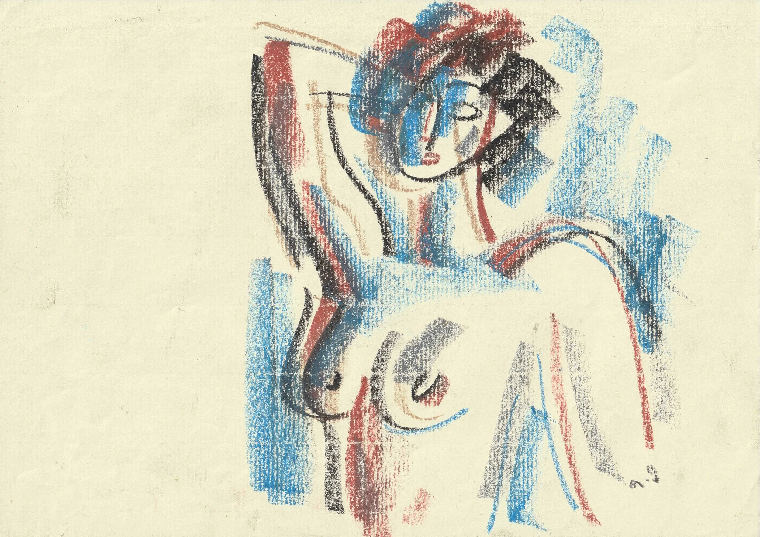 Tengiz Mirzashvili ‘Composition’ pastel on paper, 21 x 29,5 cm.
