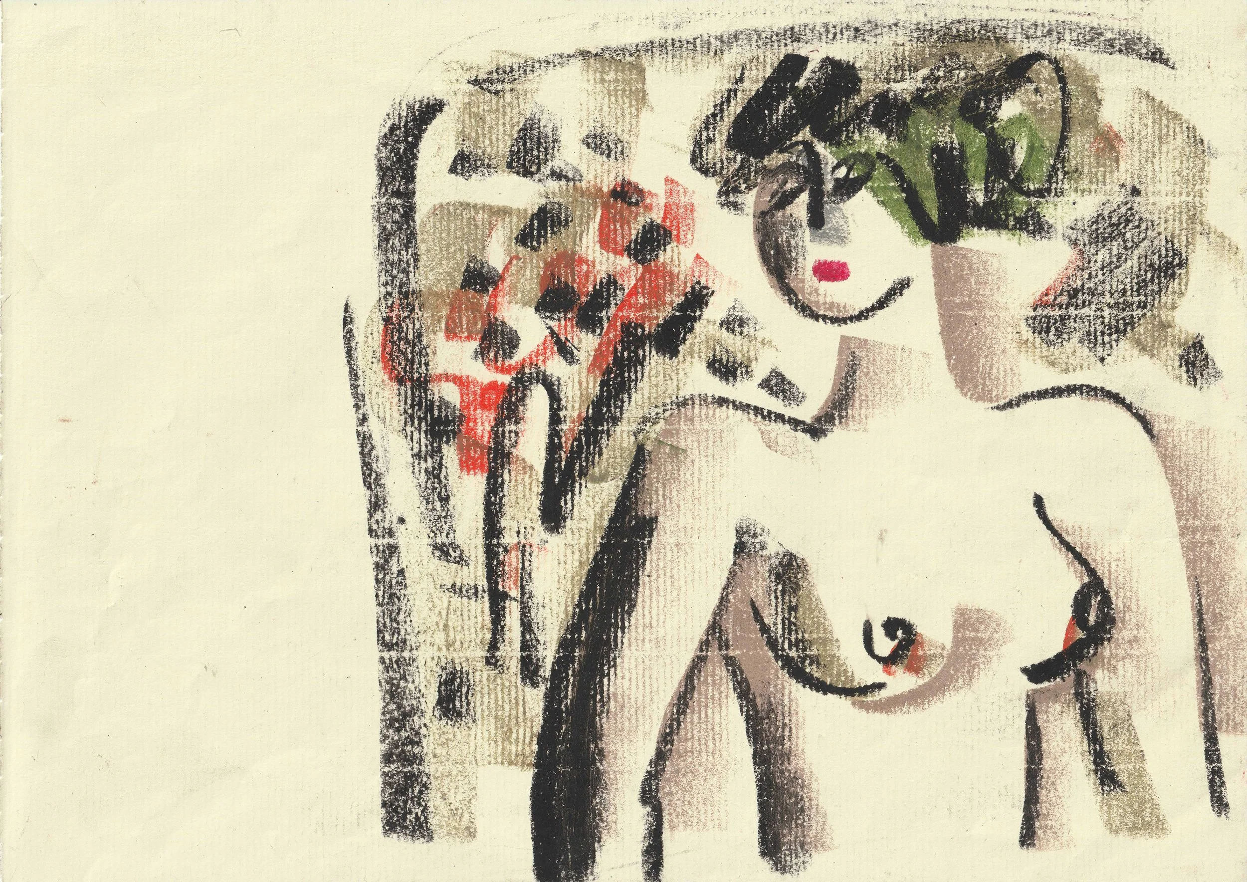 Tengiz Mirzashvili ‘Composition’ pastel on paper, 21 x 29,5 cm.