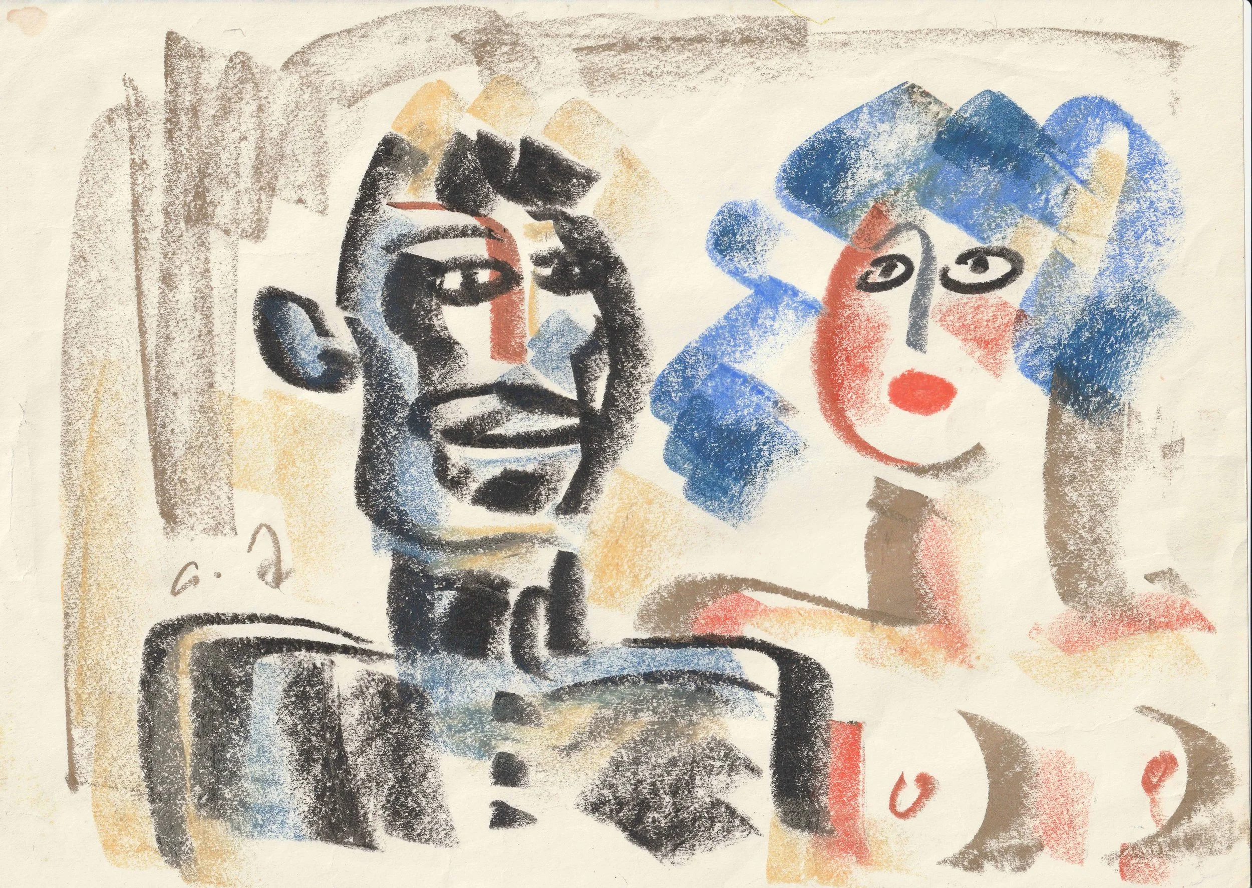 Tengiz Mirzashvili ‘Composition’ pastel on paper, 21 x 29,5 cm.