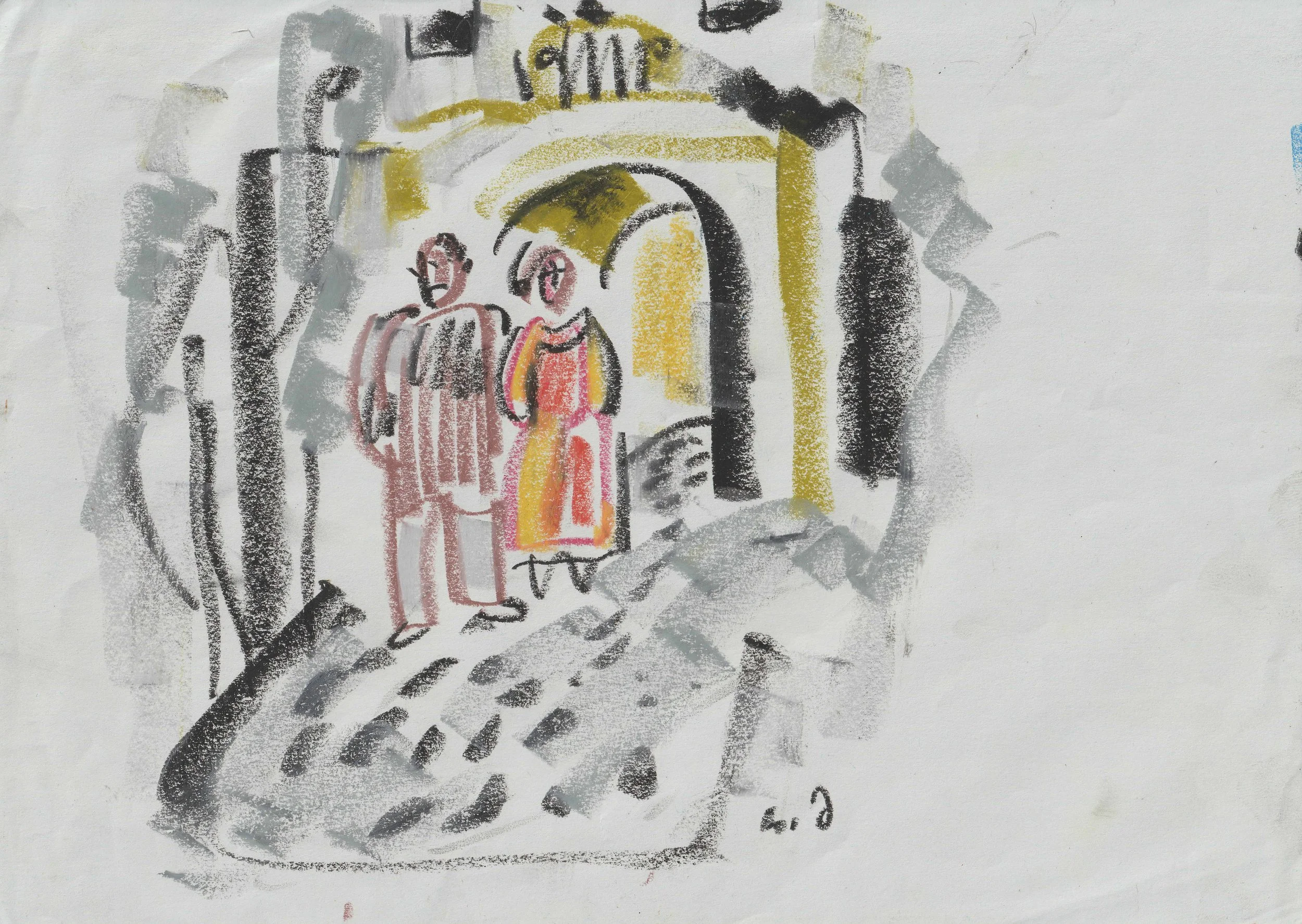Tengiz Mirzashvili ‘Composition’ pastel on paper, 21 x 29,5 cm.