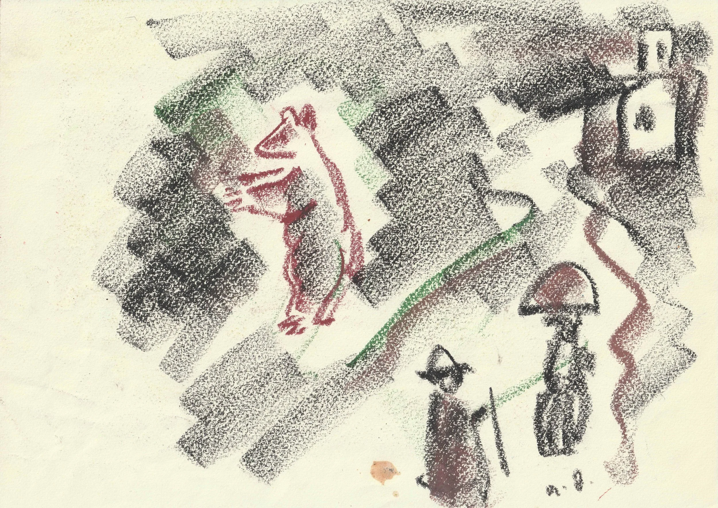 Tengiz Mirzashvili ‘Composition’ pastel on paper, 21 x 29,5 cm.