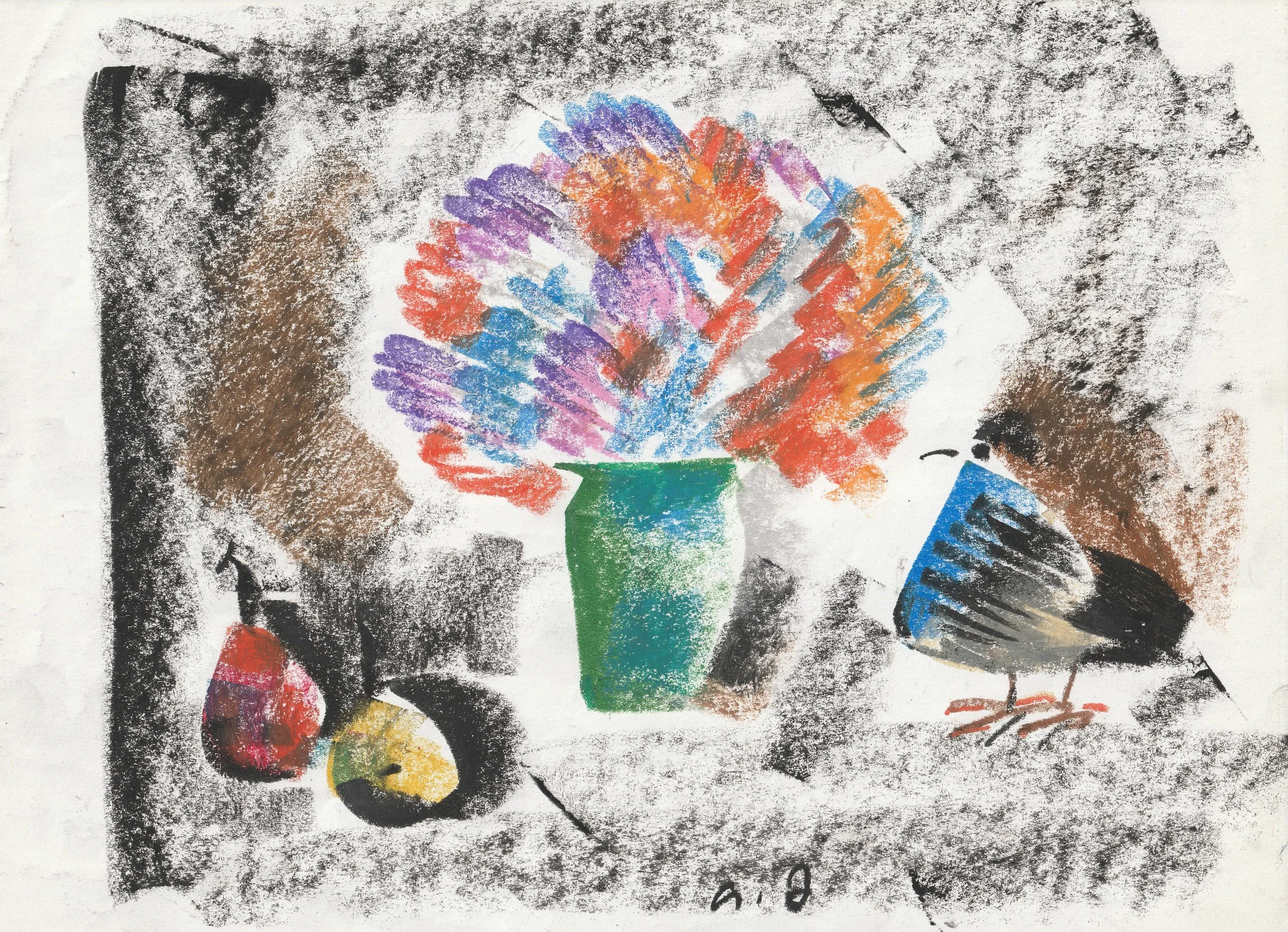 Tengiz Mirzashvili ‘Composition’ pastel on paper, 21 x 29,5 cm.