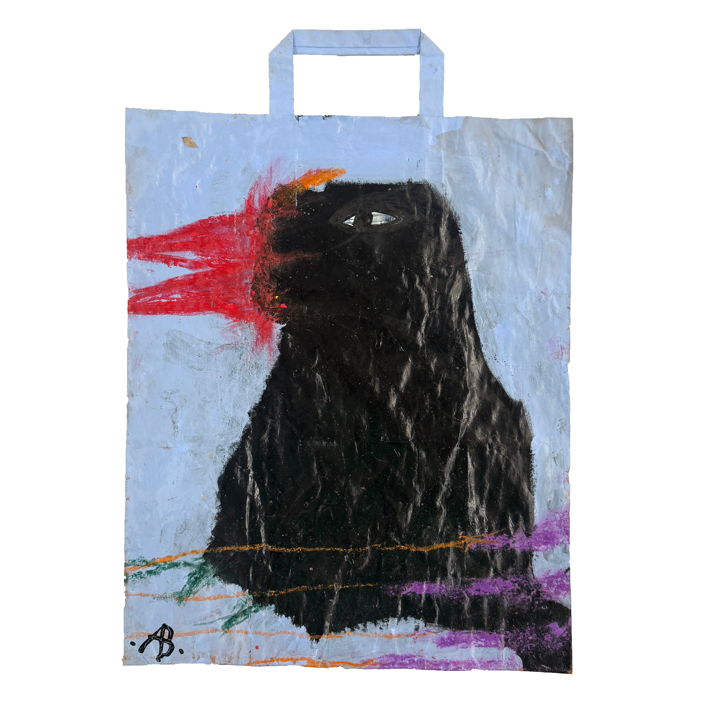 Anri Basilaia
UNTITLED,
Mixed media on recycled paper bag, 
40 x 31,5 cm.