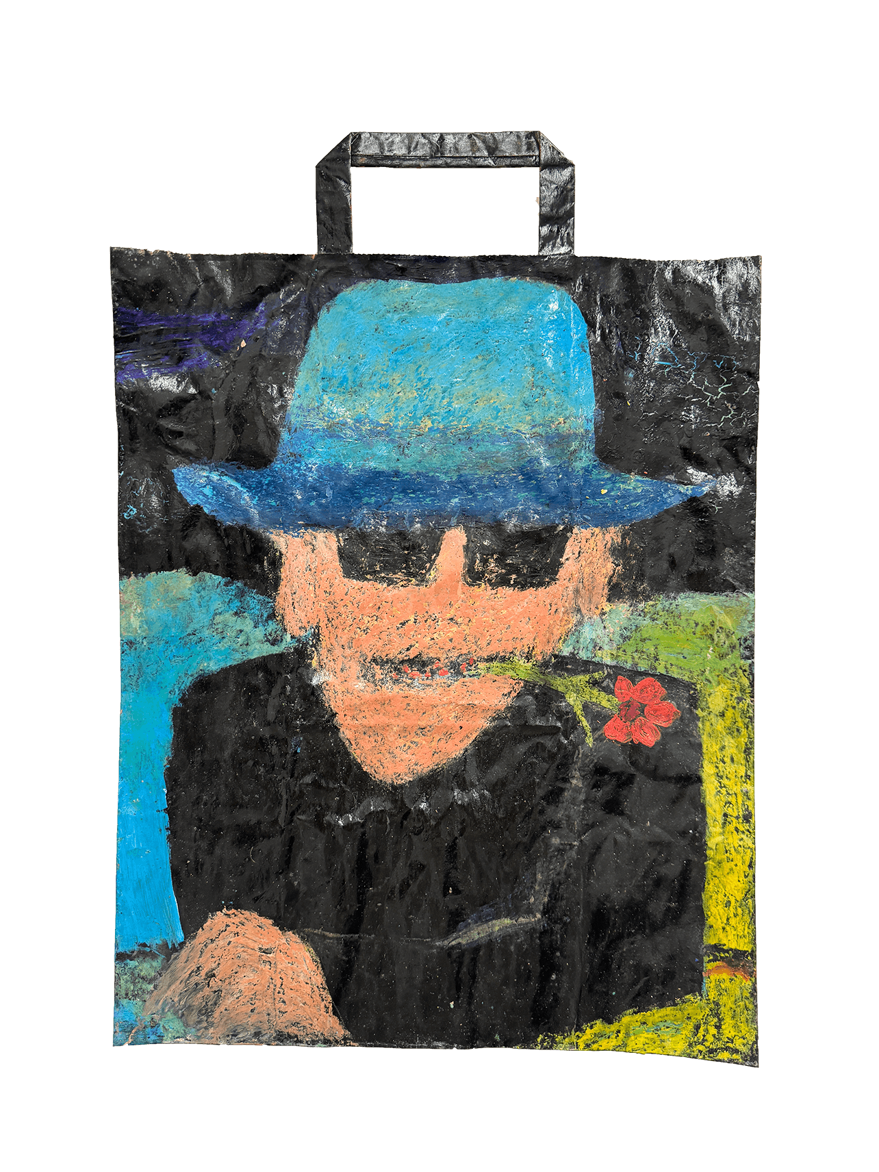Anri Basilaia
UNTITLED,
Mixed media on recycled paper bag, 
40 x 31,5 cm.