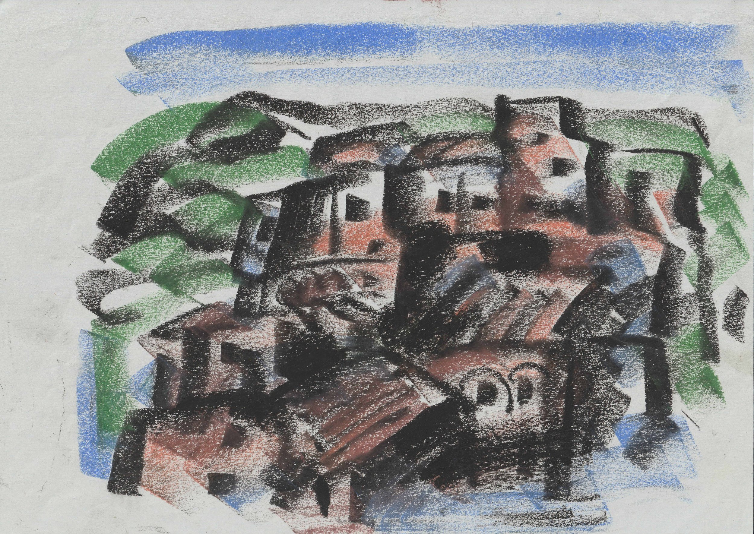 Tengiz Mirzashvili ‘Composition’ pastel on paper, 21 x 29,5 cm.