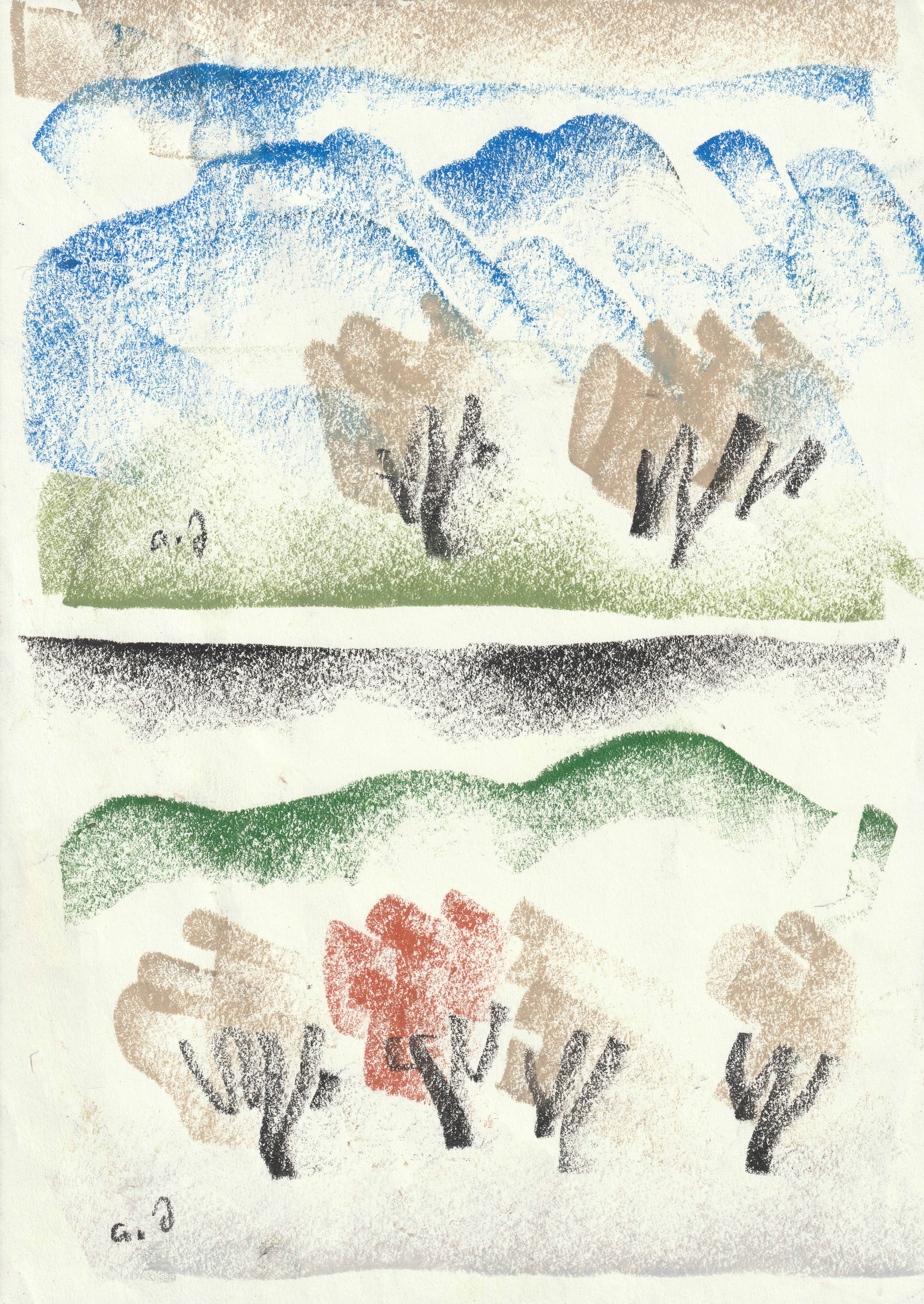 Tengiz Mirzashvili ‘Composition’ pastel on paper, 29,5 x 21 cm.