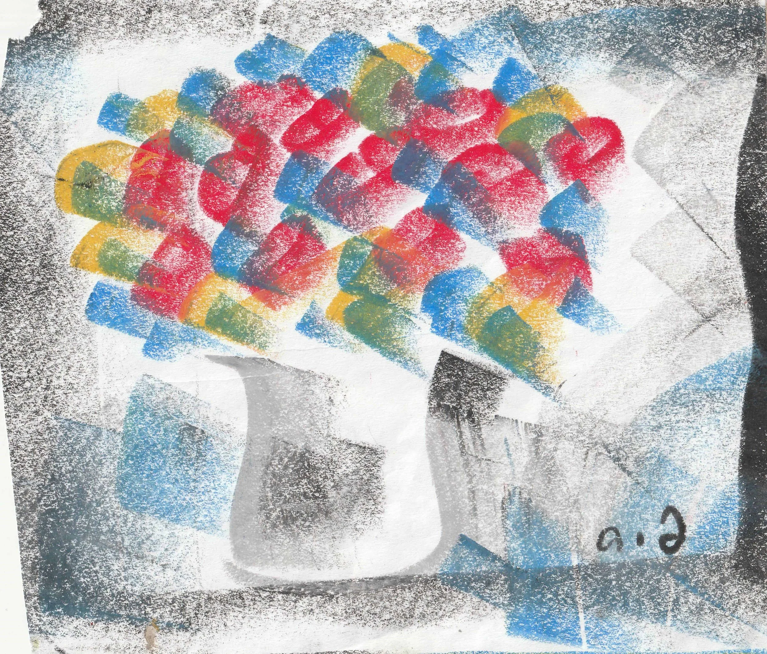 Tengiz Mirzashvili ‘Composition’ pastel on paper, 13.5 x 15.5 cm.