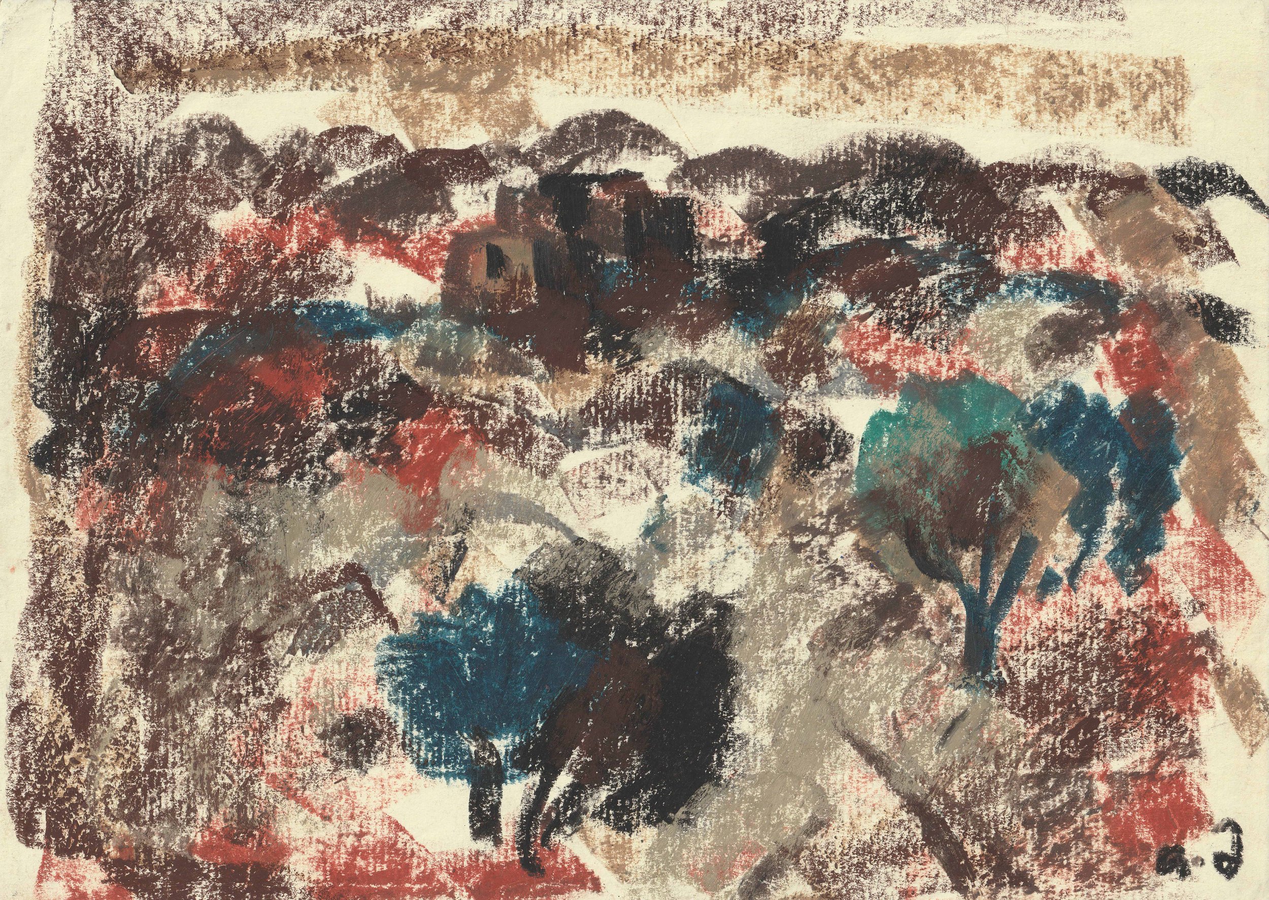 Tengiz Mirzashvili ‘Composition’ pastel on paper, 21 x 29,5 cm.