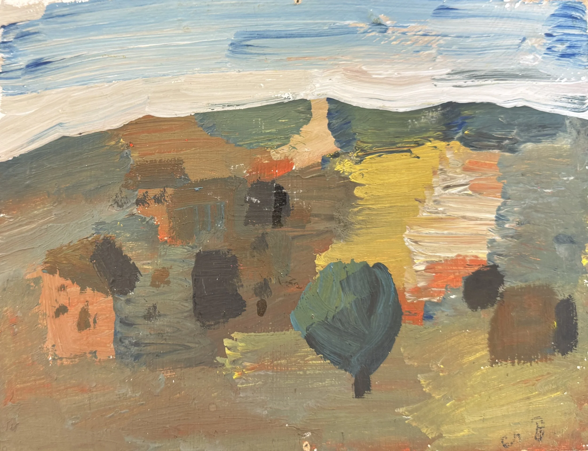 Tengiz Mirzashvili 'Landscape', tempera on board, 17 x 21.5 cm.