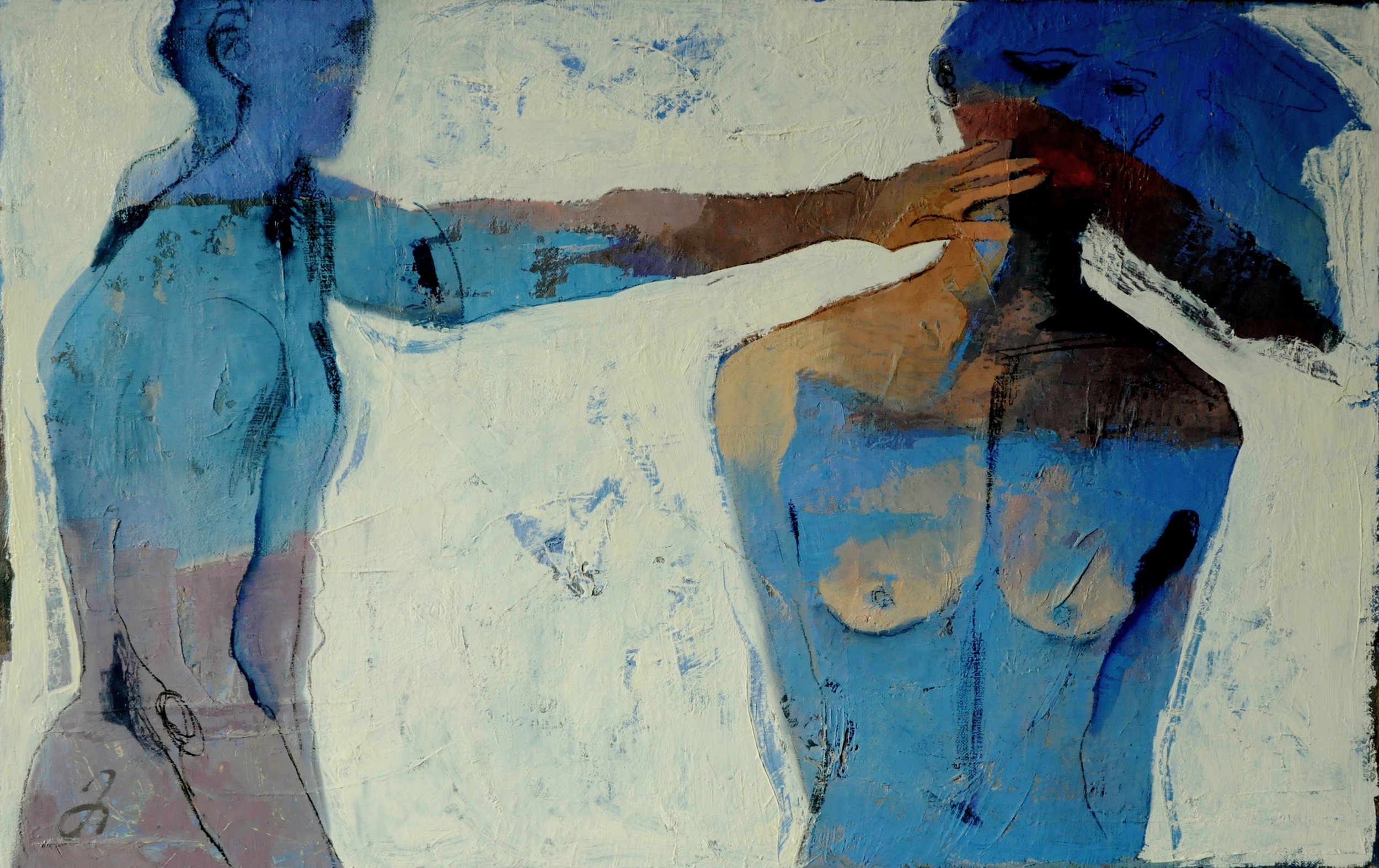 3. მოფერება. ტილო, ზეთი. 61X96 სმ, 2017.JPG