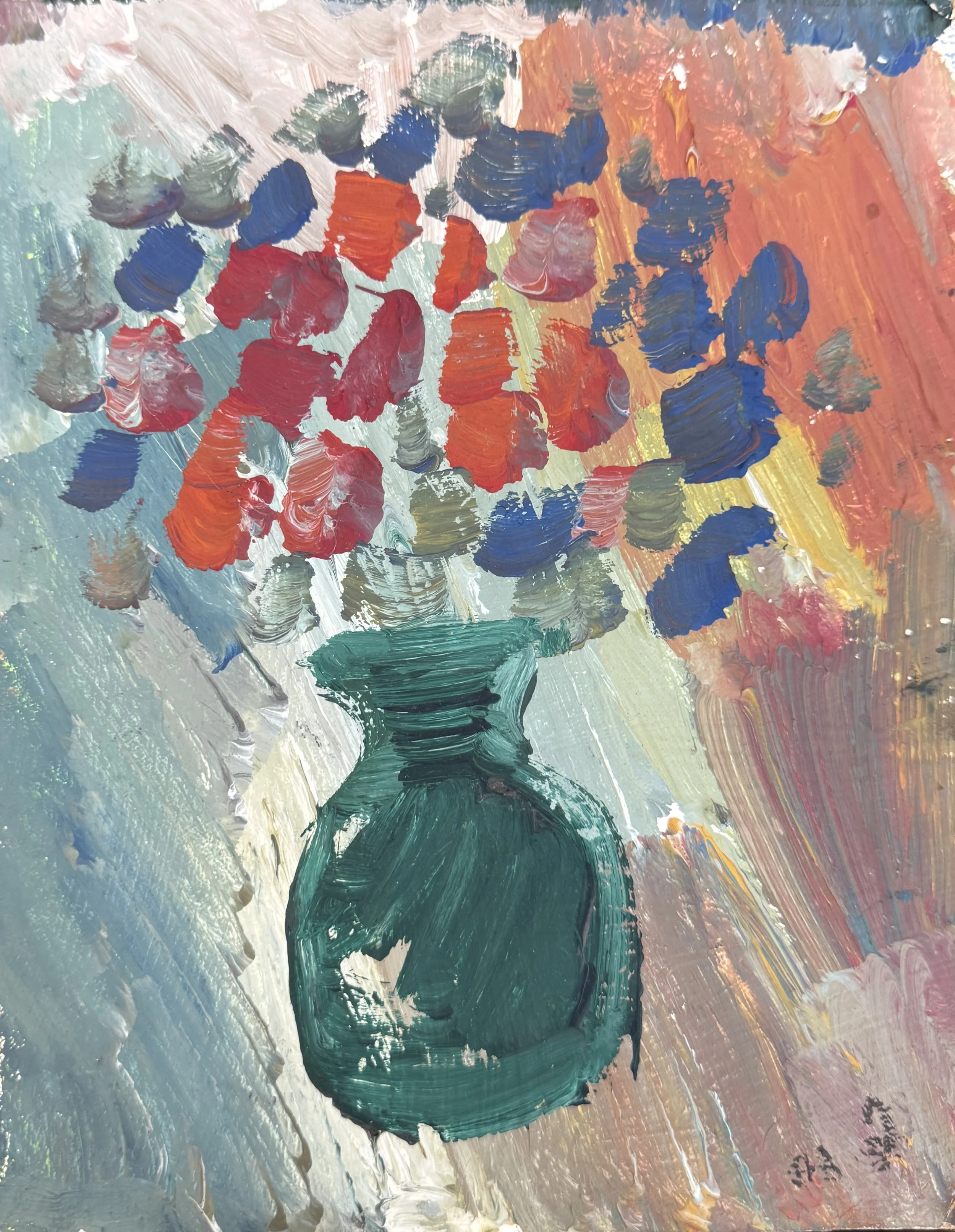 Tengiz Mirzashvili 'Still life', tempera on board, 20.5 x 17 cm.