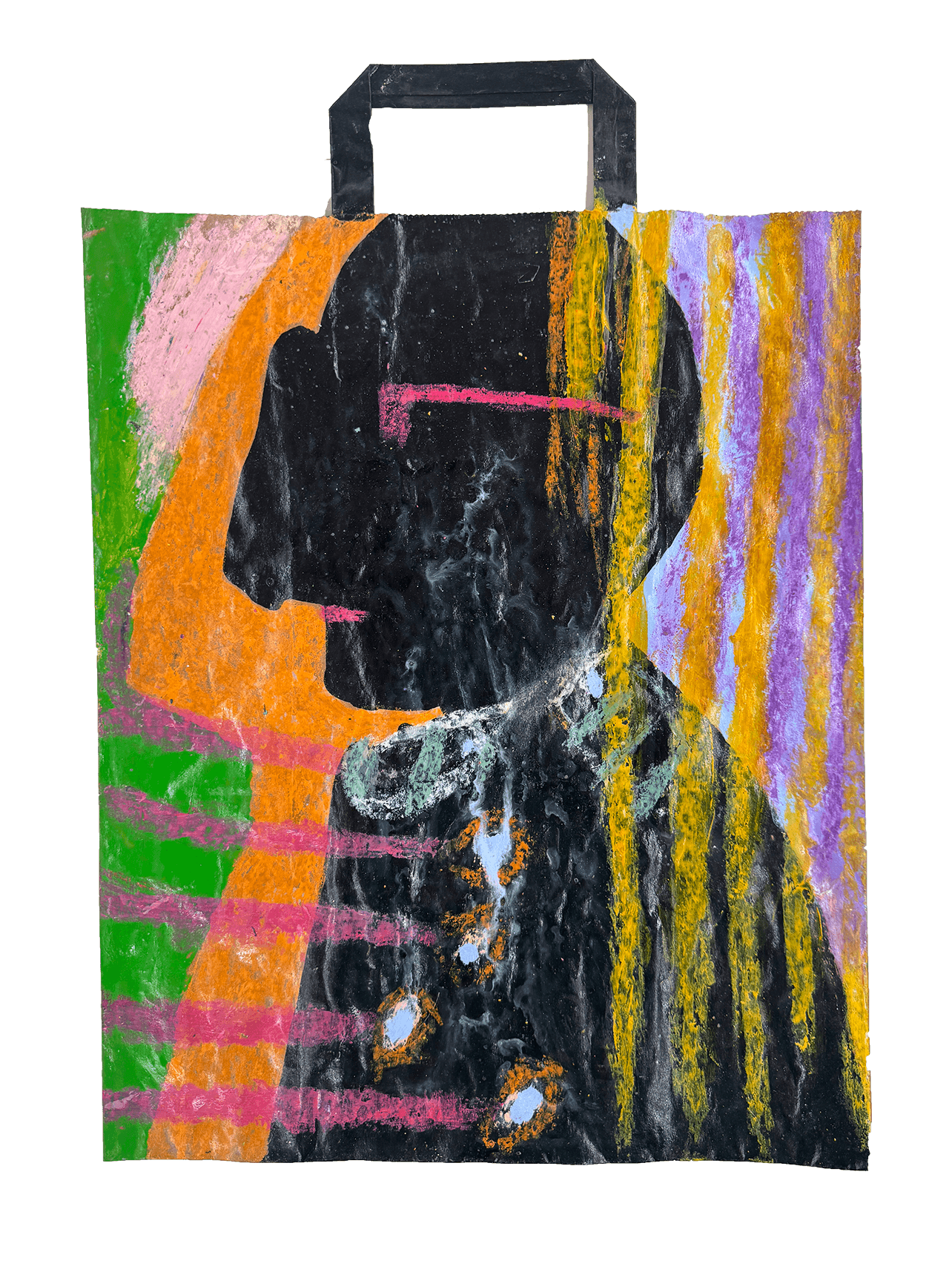 Anri Basilaia
UNTITLED,
Mixed media on recycled paper bag, 
40 x 31,5 cm.