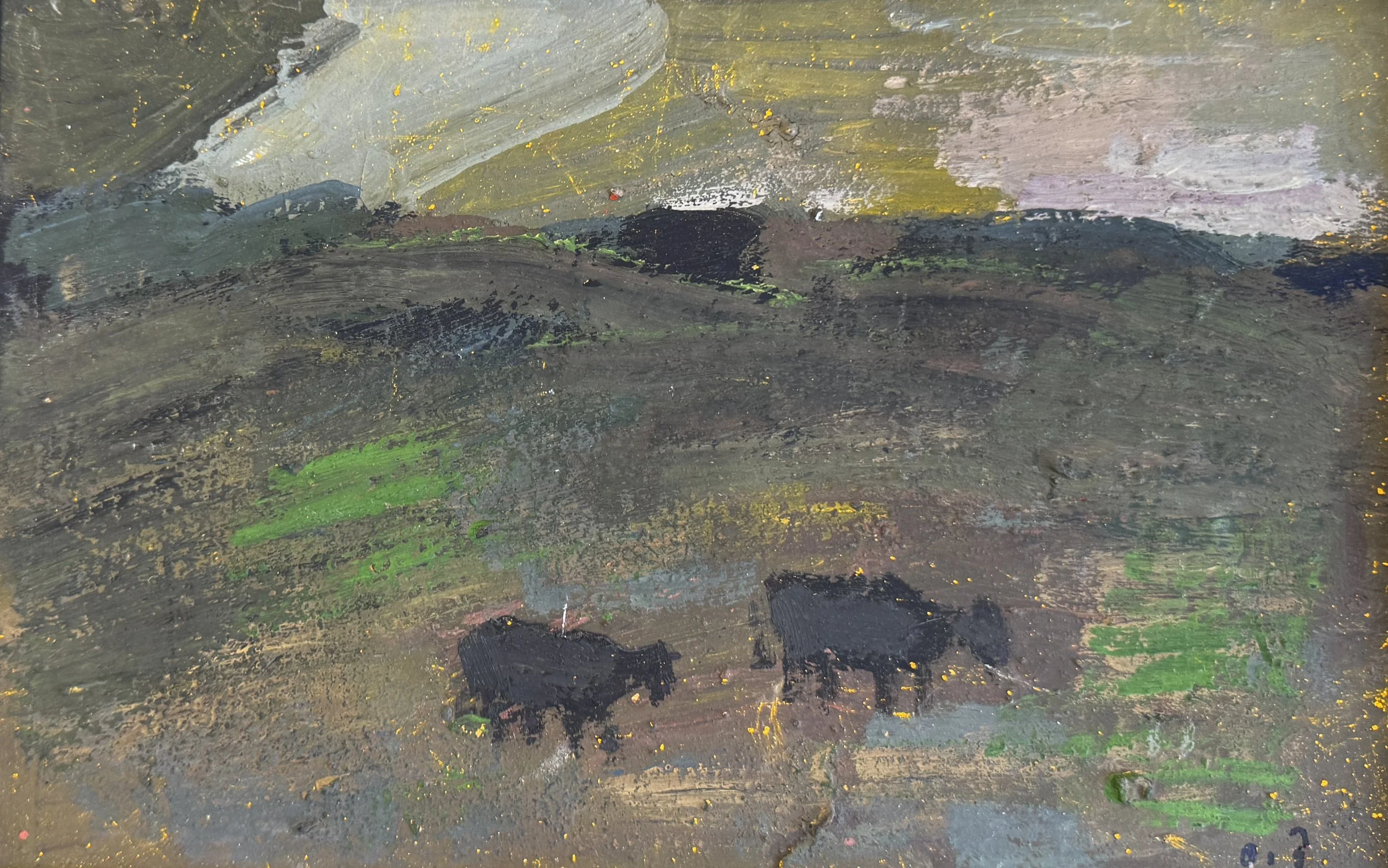 Tengiz Mirzashvili 'Landscape', tempera on board, 17.5 x 27 cm.