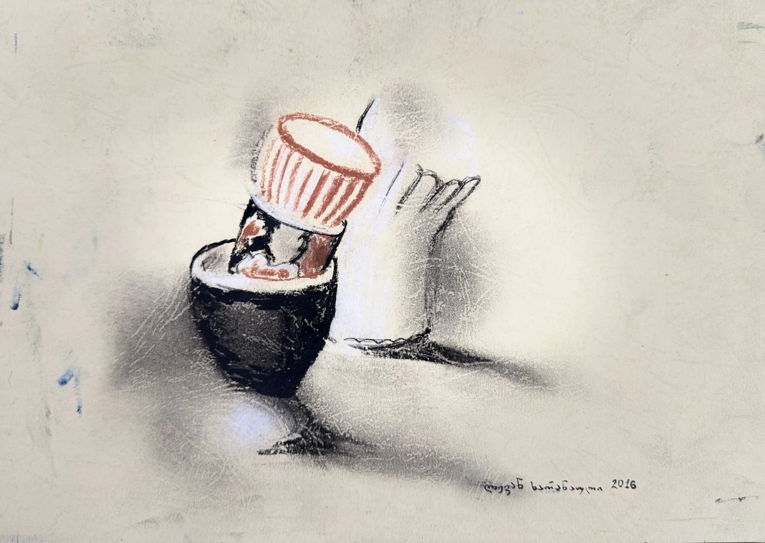 Cups,
Pastel on paper,
21 x 30 cm.
2016