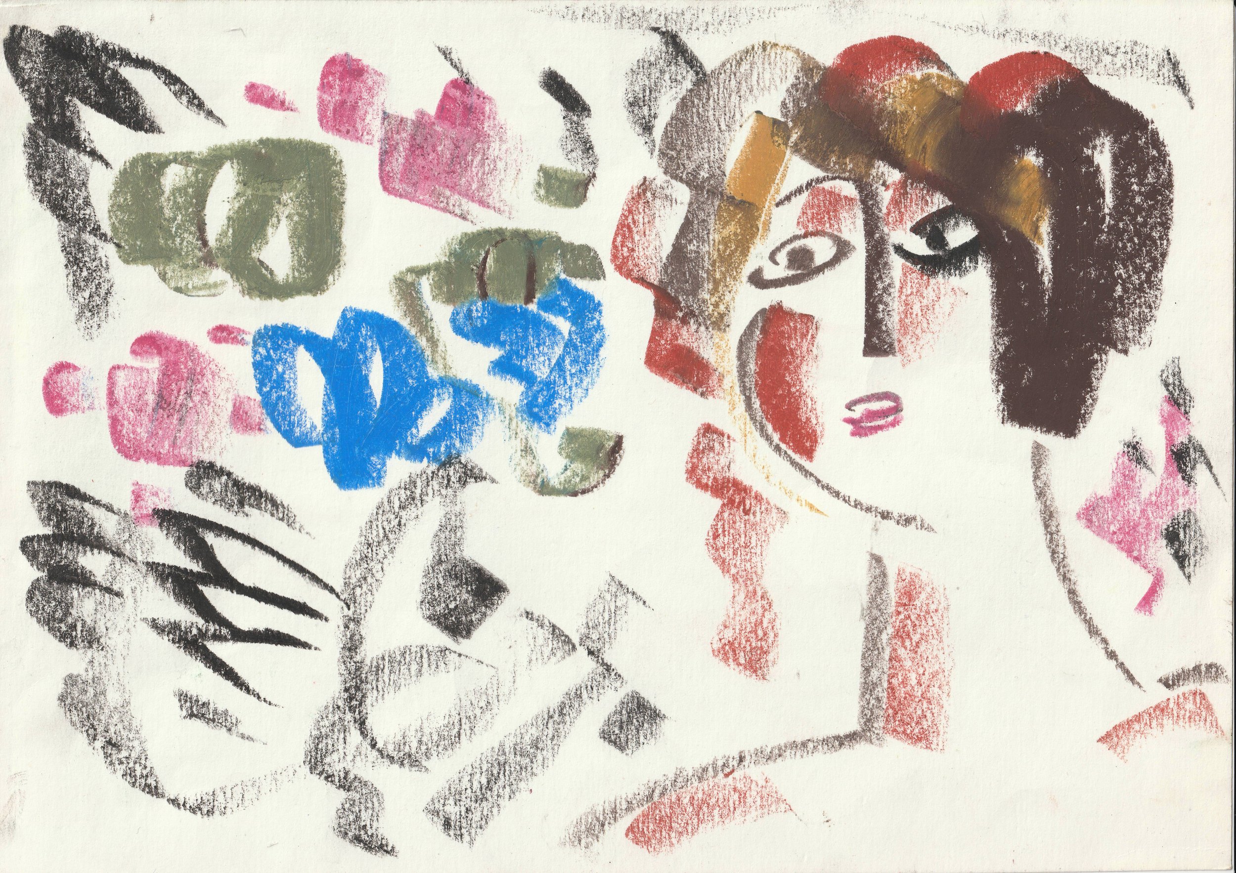Tengiz Mirzashvili ‘Composition’ pastel on paper, 21 x 29,5 cm.