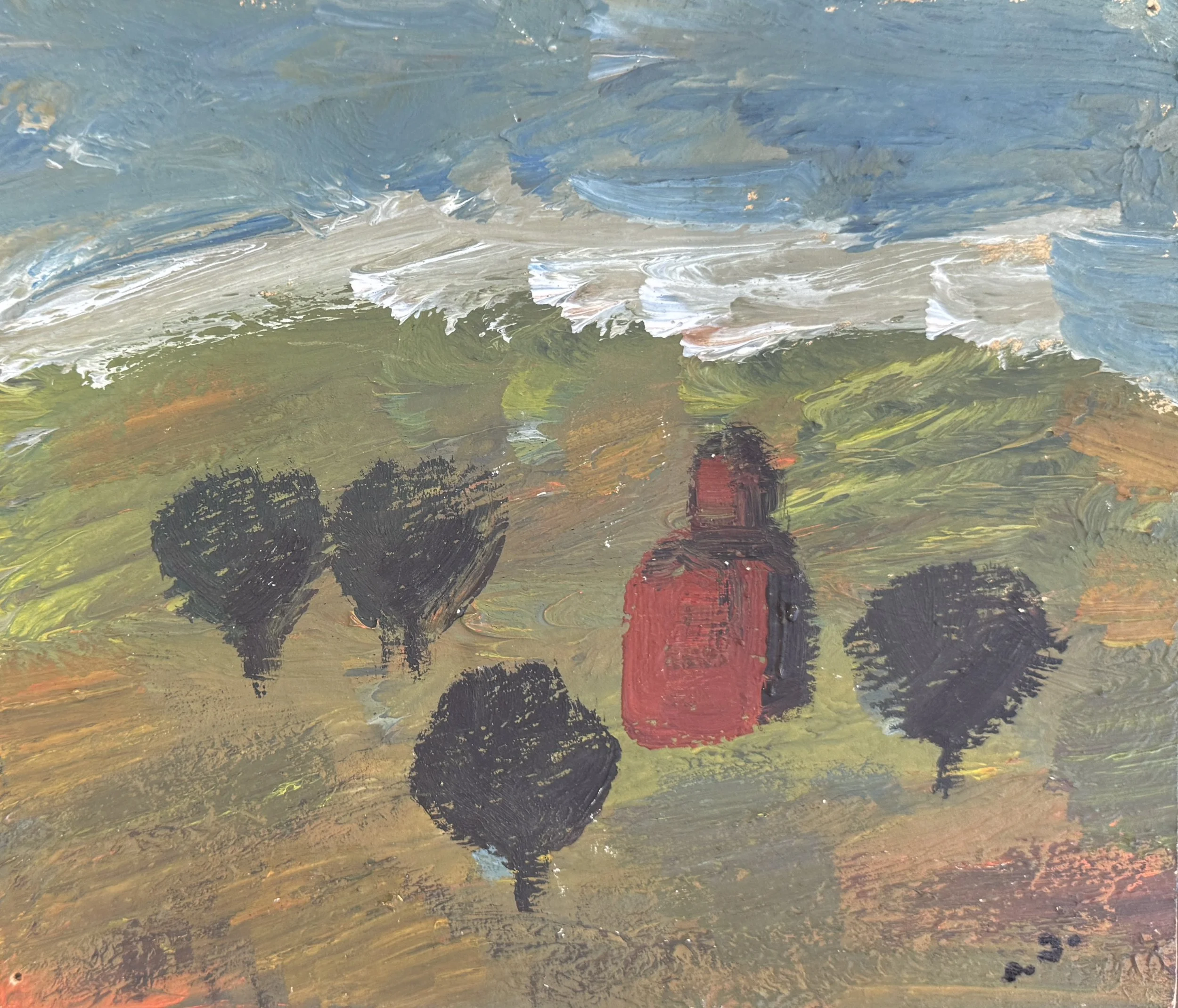 Tengiz Mirzashvili 'Landscape', tempera on board, 17.5 x 20.5 cm.
