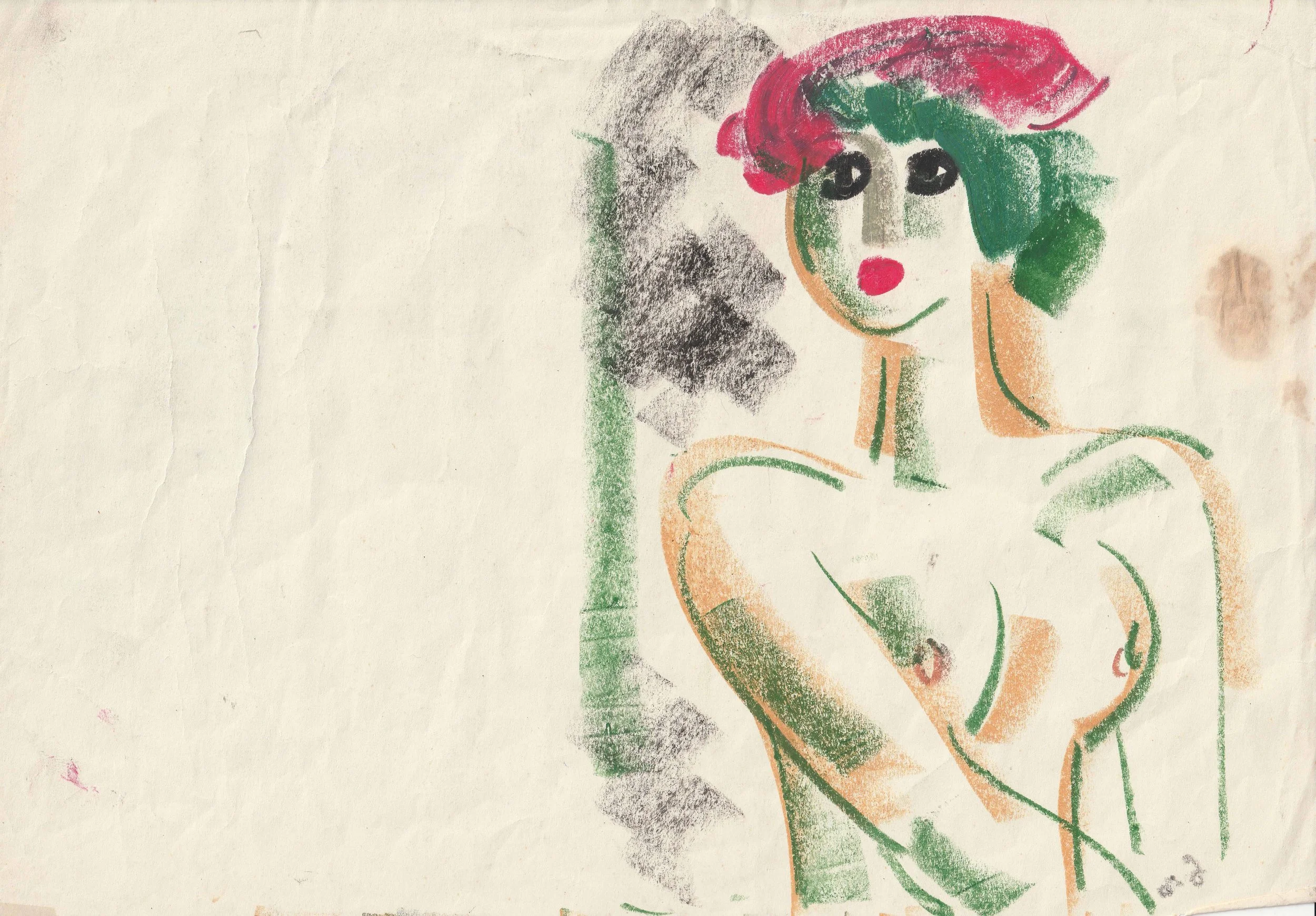 Tengiz Mirzashvili ‘Composition’ pastel on paper, 21 x 29,5 cm.