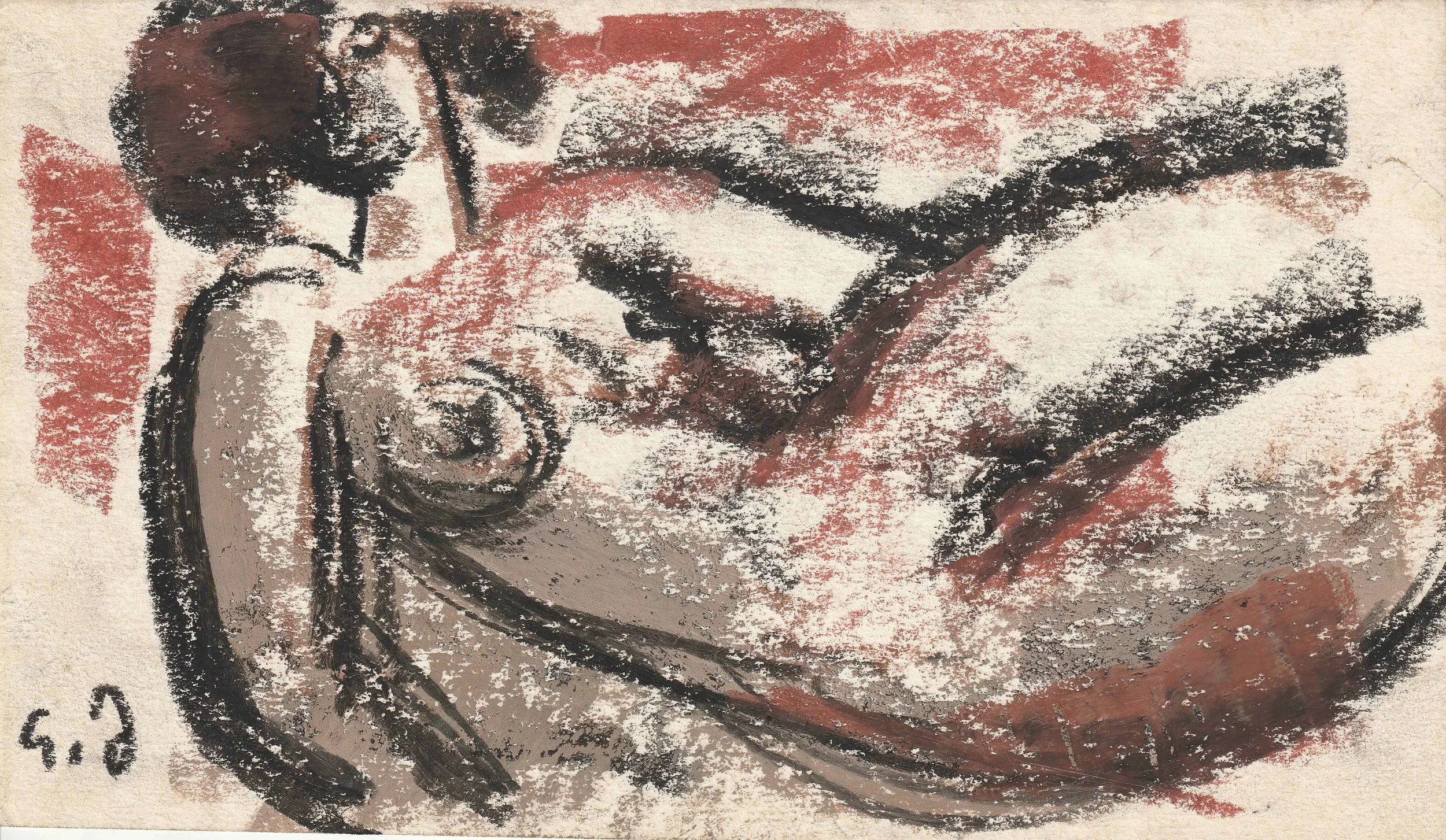 Tengiz Mirzashvili ‘Composition’ pastel on paper, 11 x 20 cm.