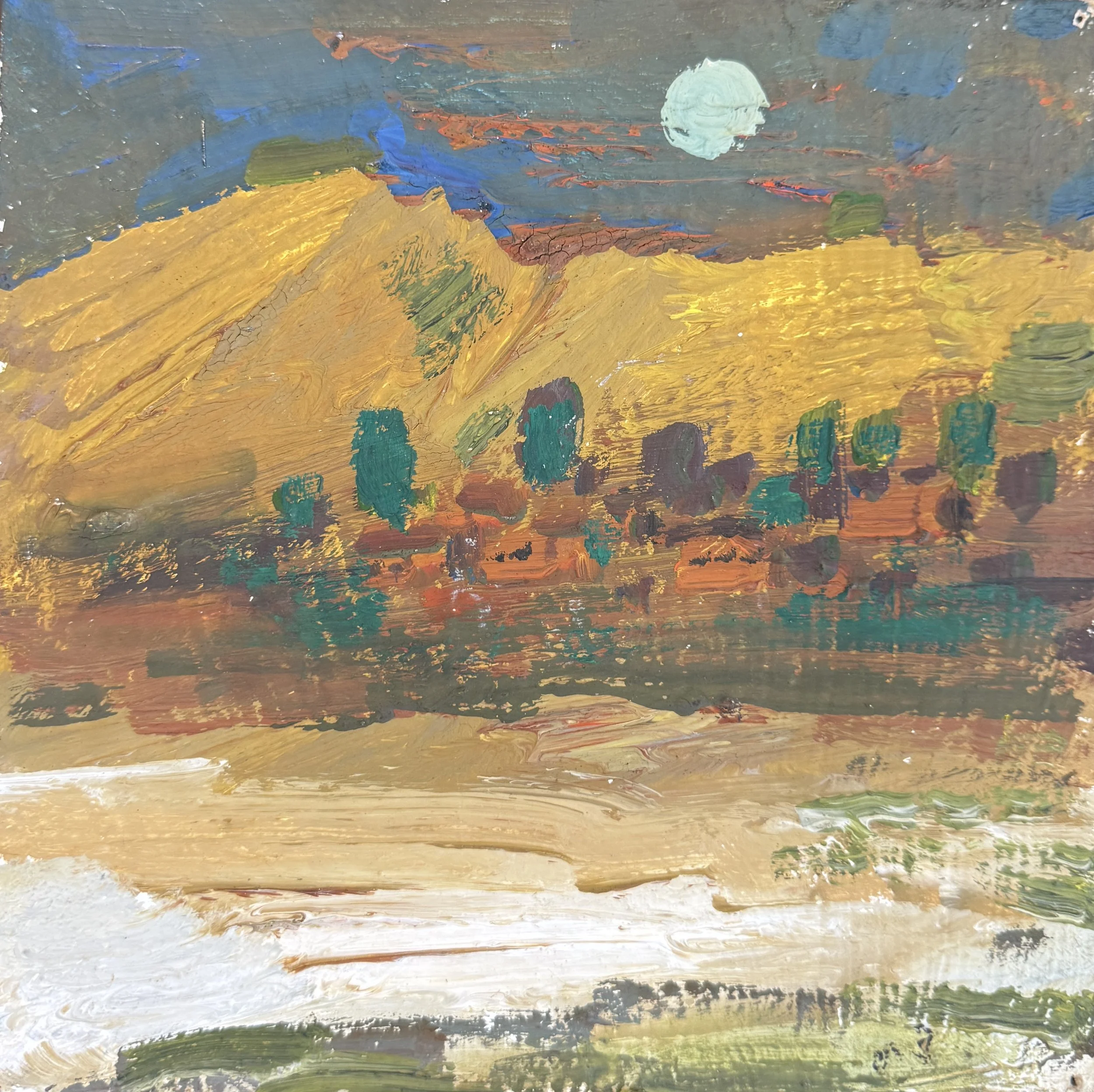 Tengiz Mirzashvili 'Landscape', tempera on board, 20 x 20 cm.