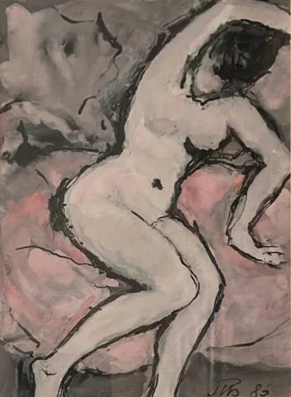 Peter Bletkin, NUDE, oil on board, 20 x 14 cm.
